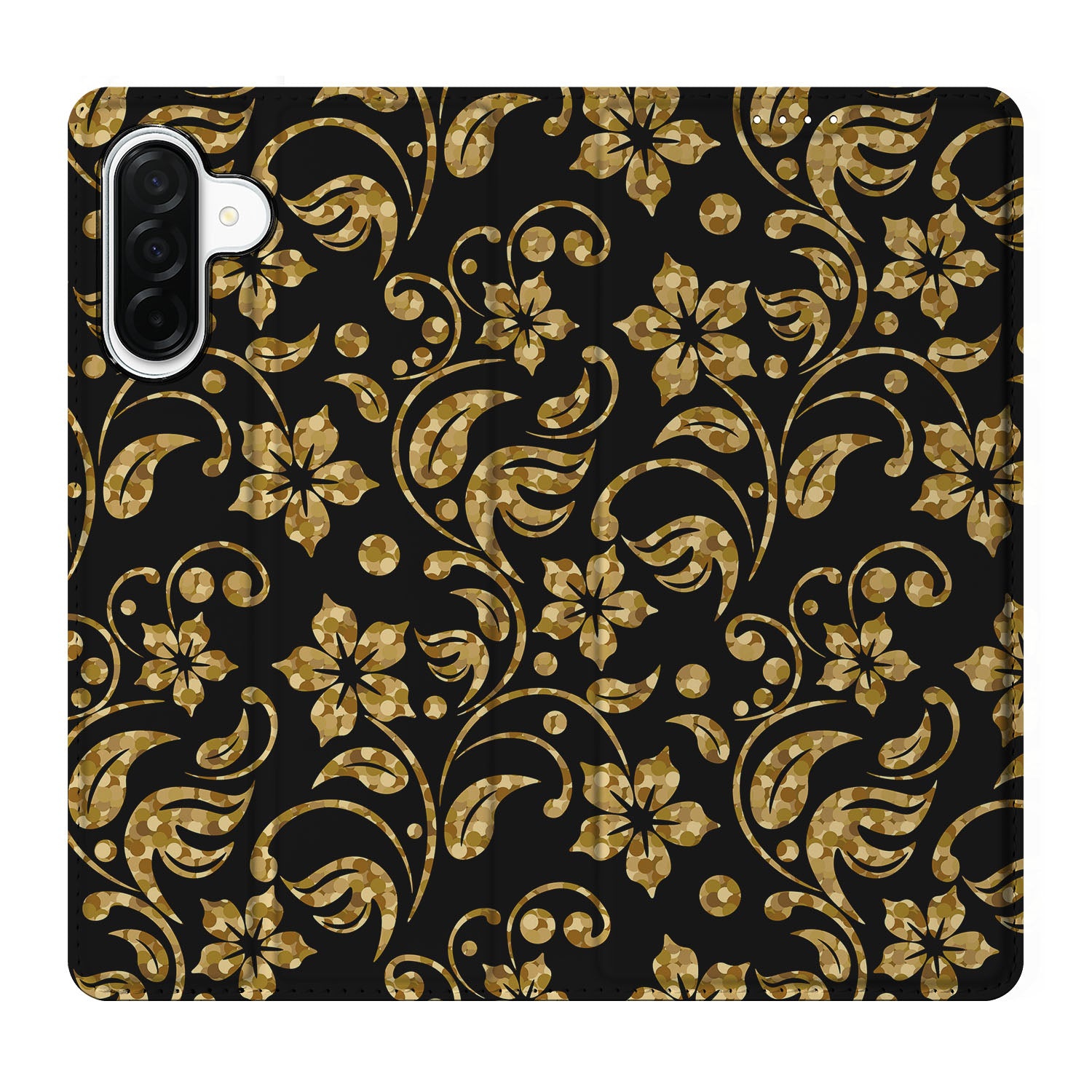 Samsung Galaxy A26 Smart Cover Gouden Bloemen zwart gouden bloemen patroon
