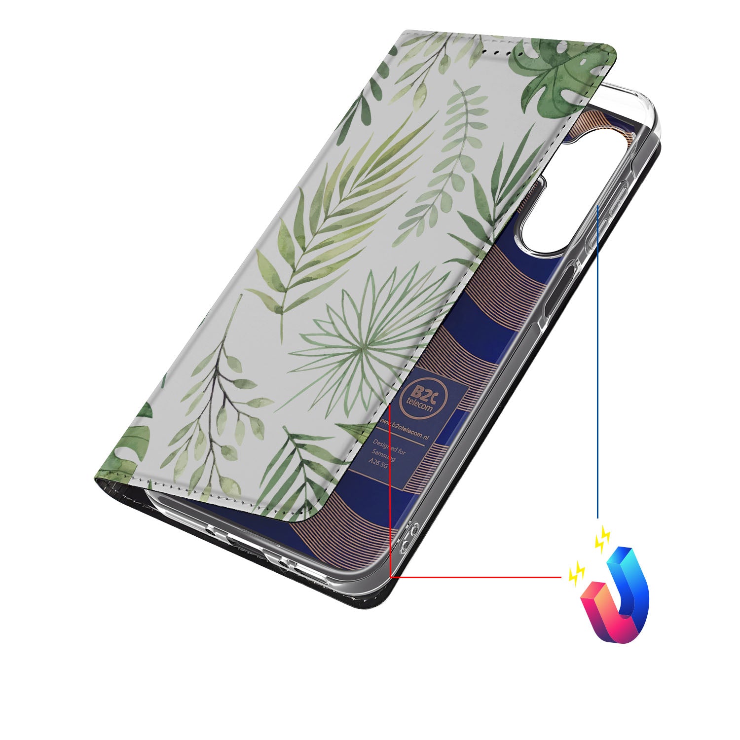 Samsung Galaxy A26 Smart Cover Leaves design bladeren aanzicht