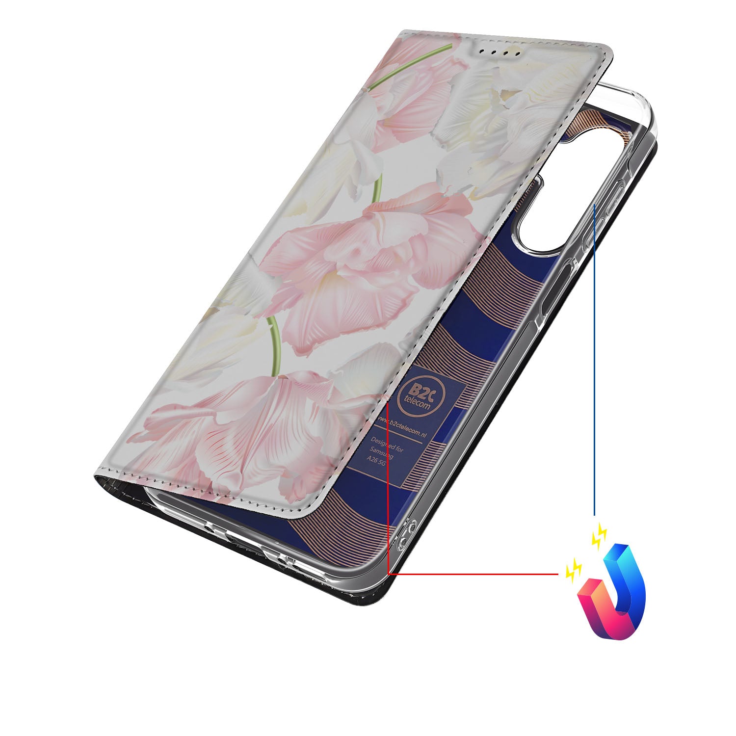 Samsung Galaxy A26 Smart Cover Lovely Flowers hoesje bloemen voorkant