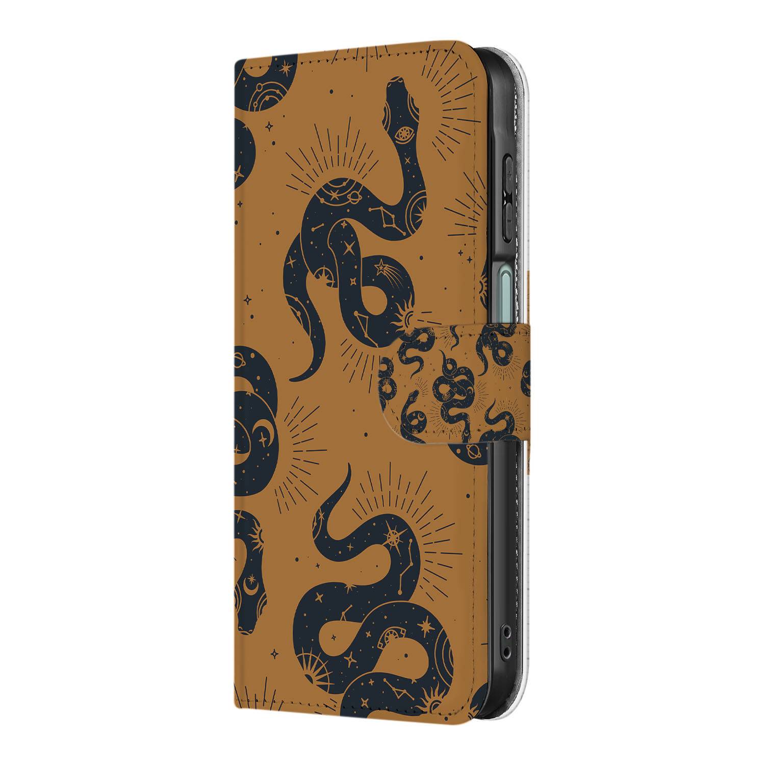 Samsung Galaxy A26 Snakes Book Case snakes design zijaanzicht