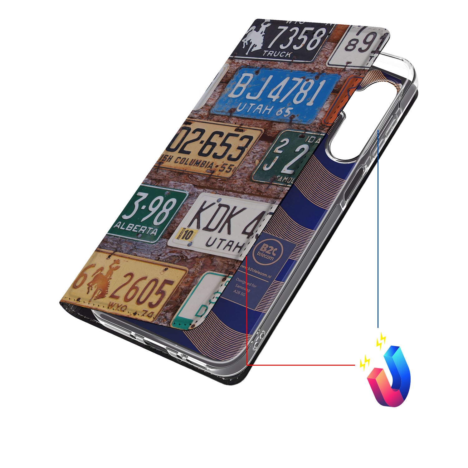 Samsung Galaxy A26 Stand Case Kentekenplaten design kentekenplaten aanzicht