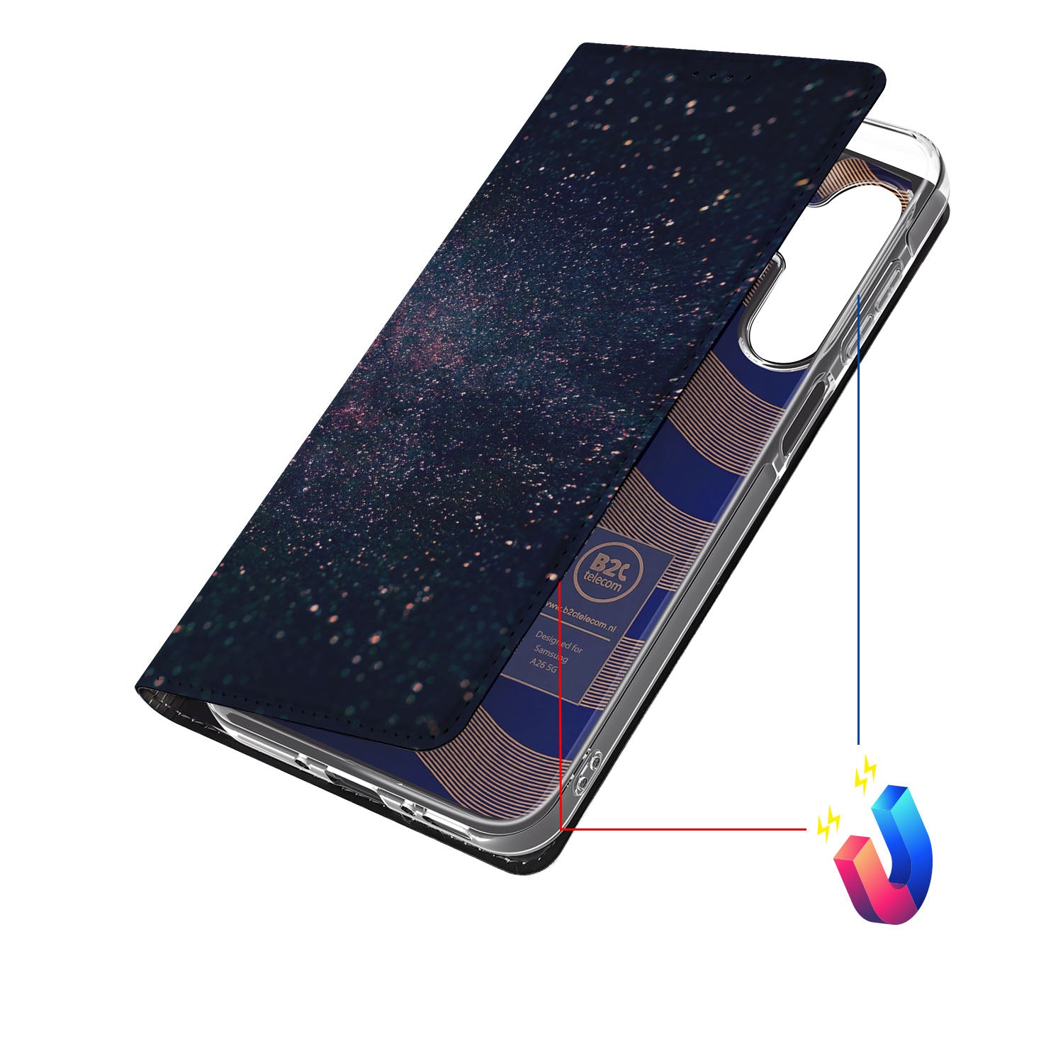 Samsung Galaxy A26 Stand Case Stars design sterren donker
