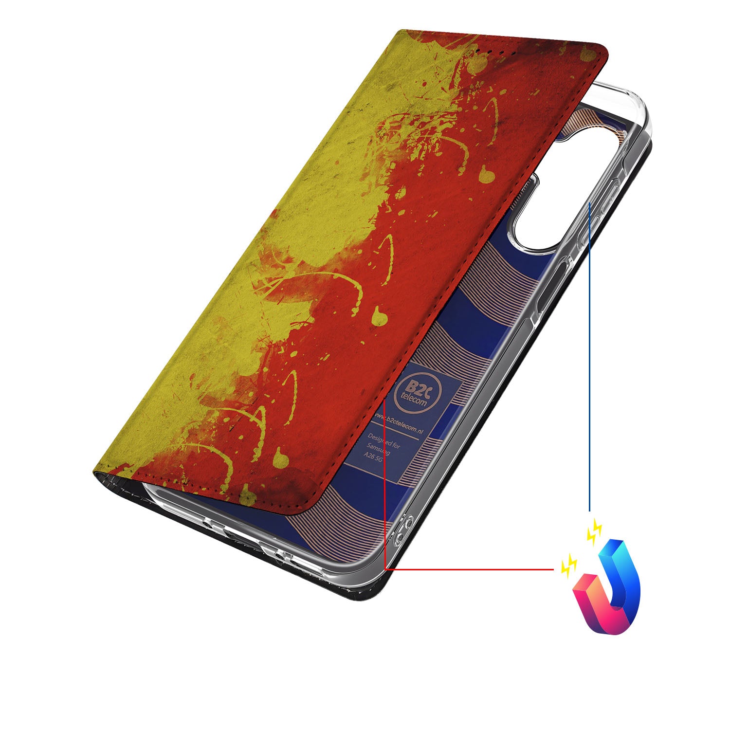 Samsung Galaxy A26 Standcase België design Belgische kleuren aanzicht