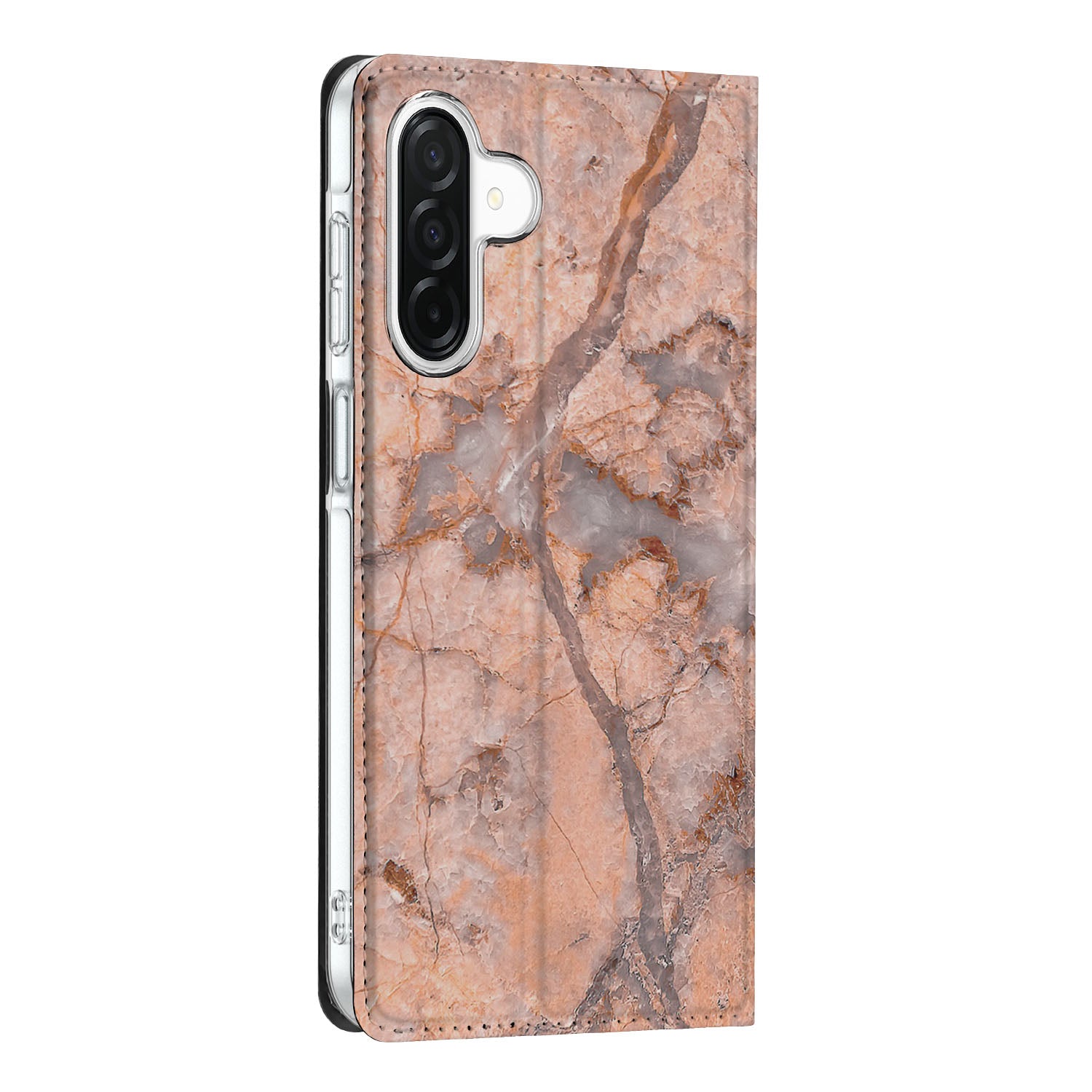 Samsung Galaxy A26 Standcase Marmer Oranje hoesje marmer aanzicht