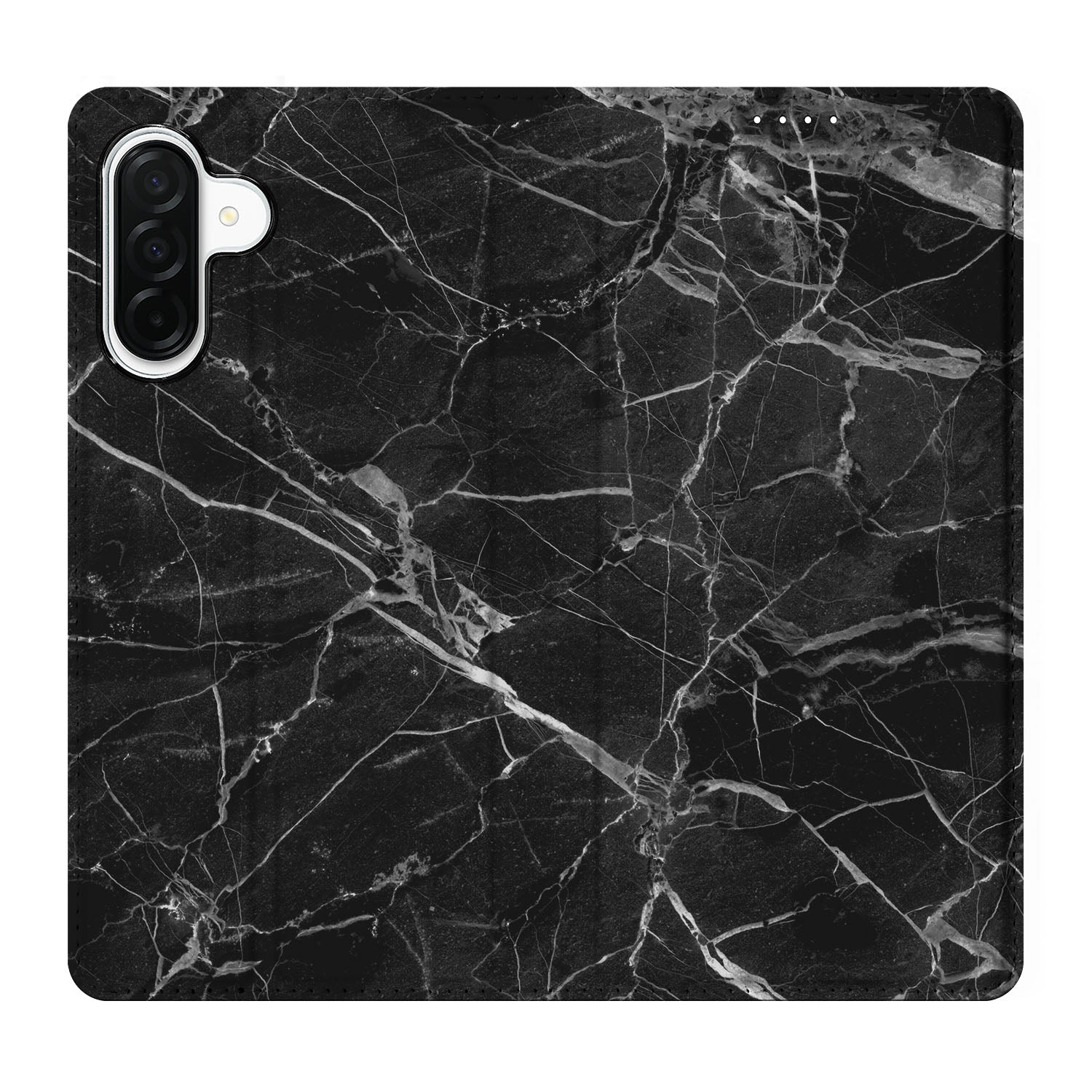 Samsung Galaxy A26 Standcase Marmer Zwart Origineel Cadeau Vader zwart marmer achterkant