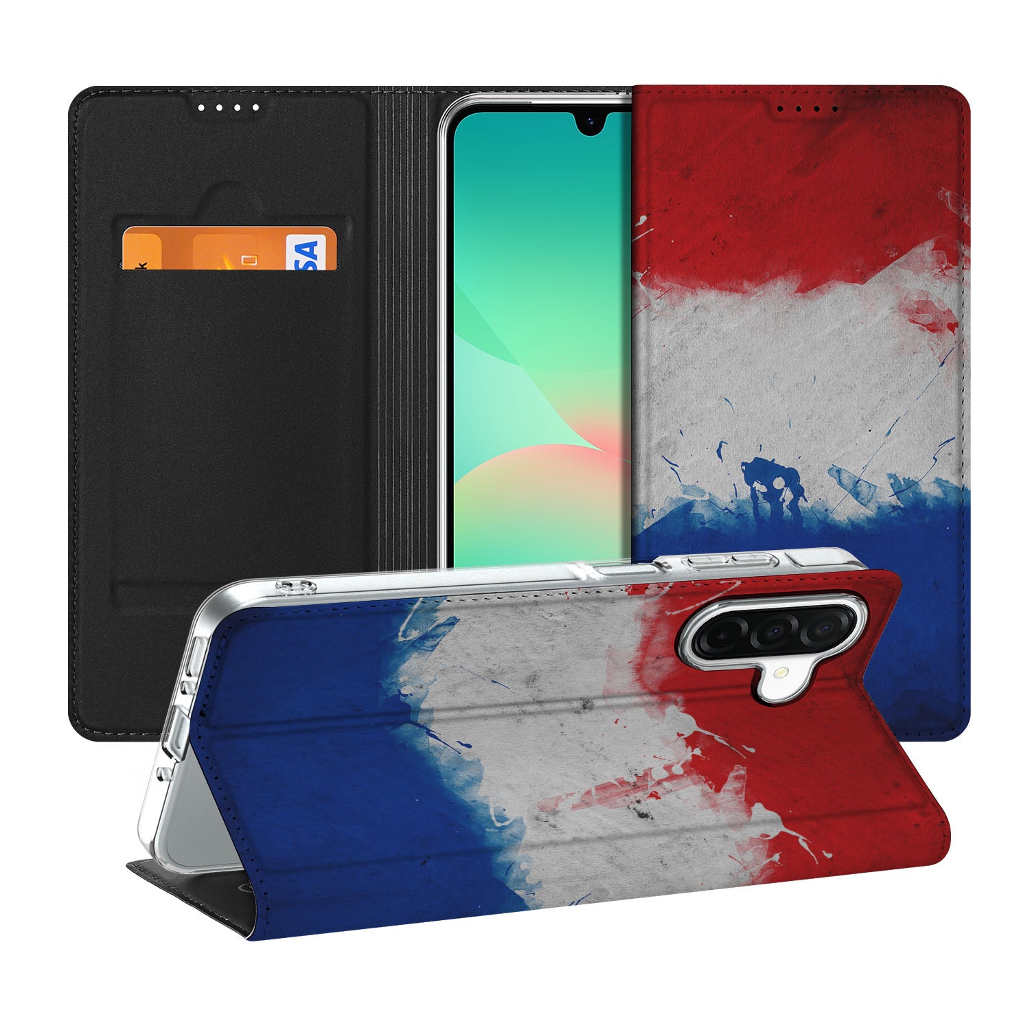 Samsung Galaxy A26 Standcase Nederland hoesje Nederlandse vlag aanzicht