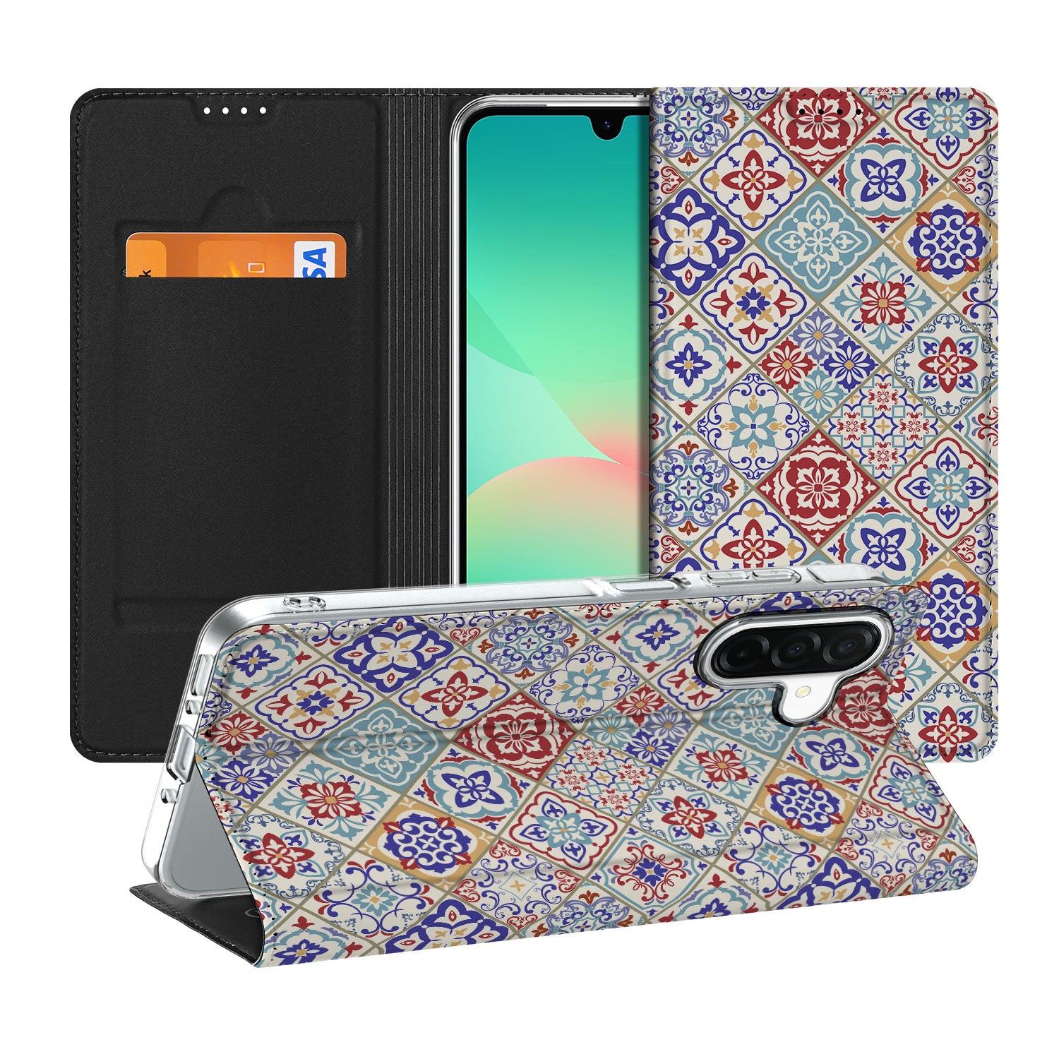 Samsung Galaxy A26 Standcase Tiles Color telefoonhoesje design Tiles aanzicht