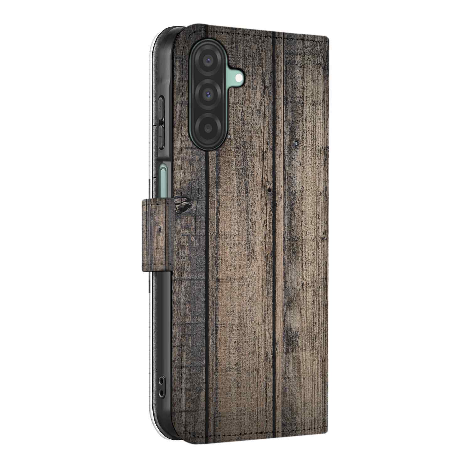 Samsung Galaxy A26 Steigerhout Book Case steigerhout book case zijkant