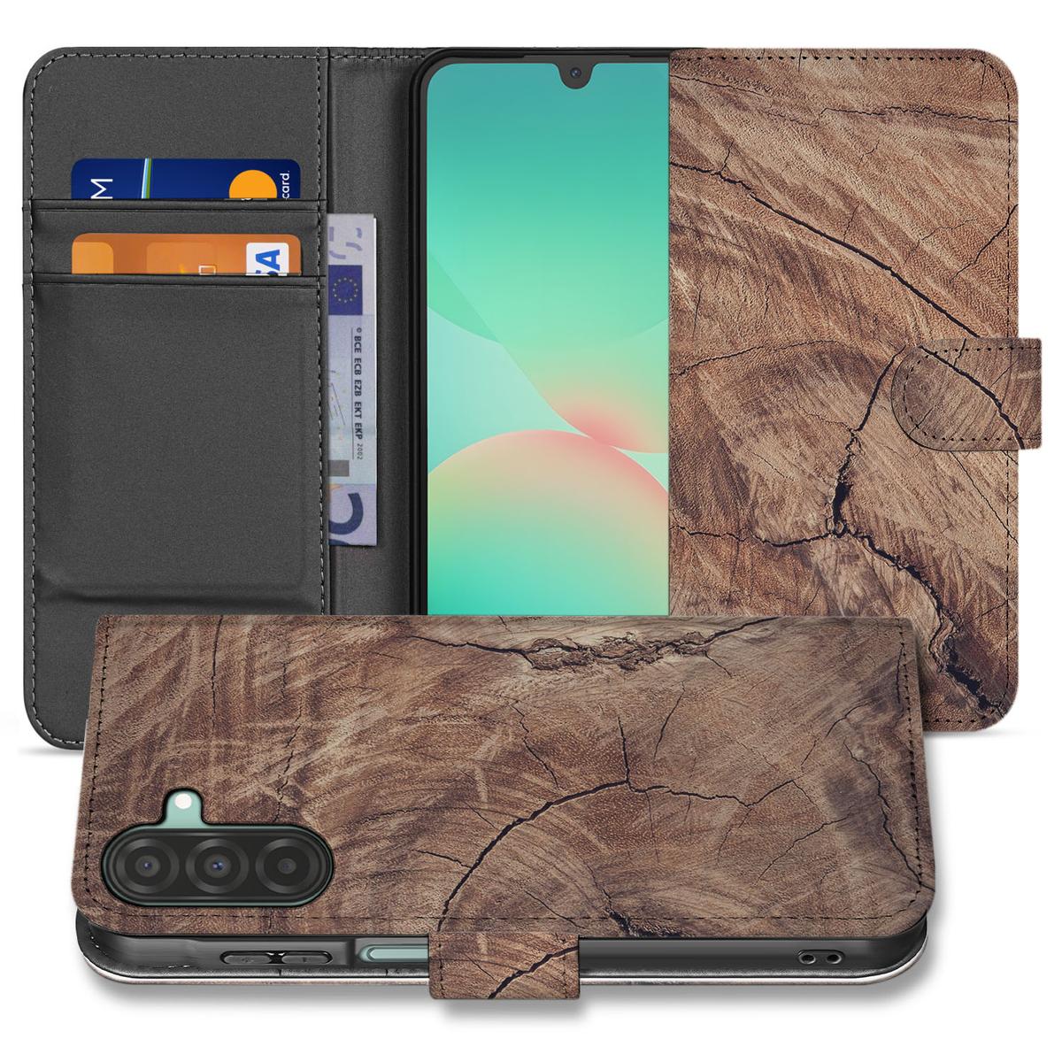 Samsung Galaxy A26 Tree Trunk Book Case boomstam ontwerp voorzijde