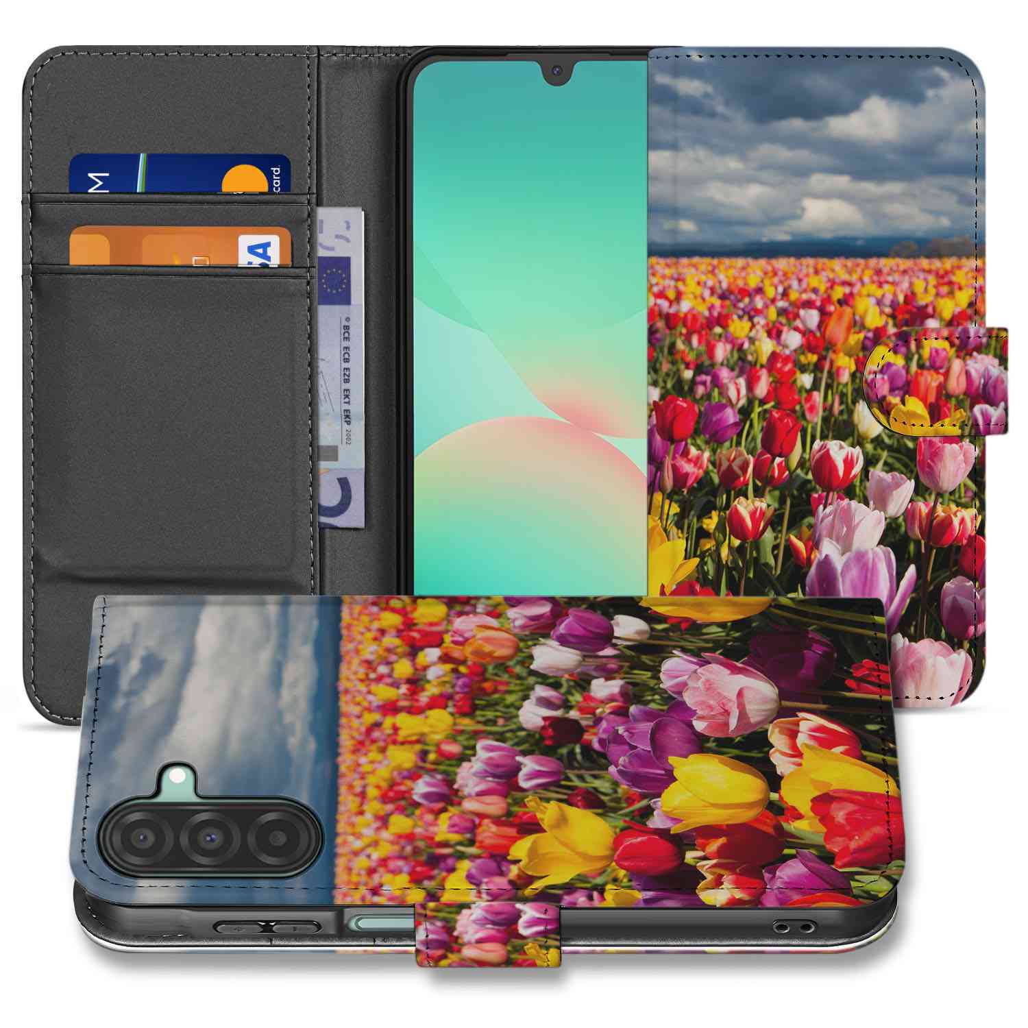Samsung Galaxy A26 Tulpen Book Case tulpen ontwerp voorzijde