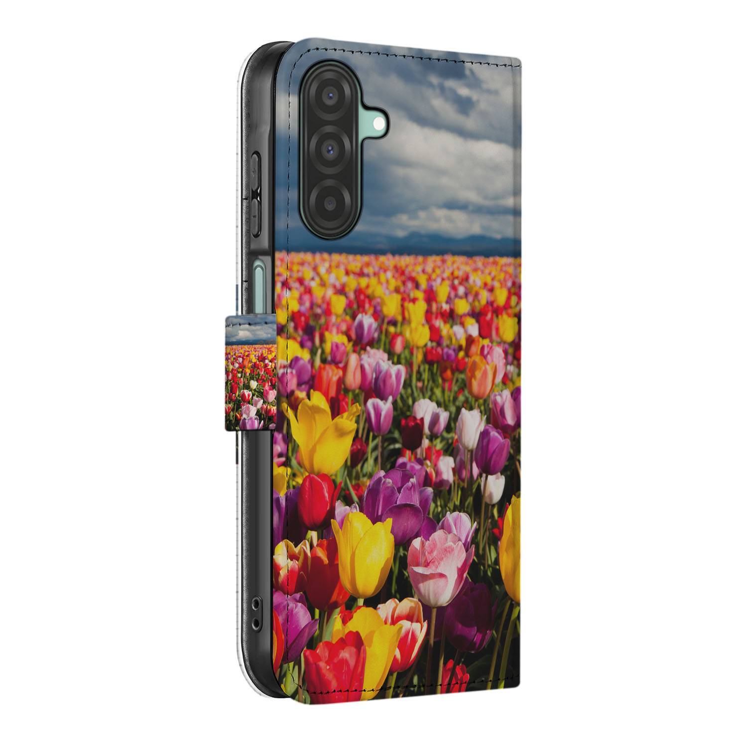 Samsung Galaxy A26 Tulpen Book Case Tulpen design zijaanzicht