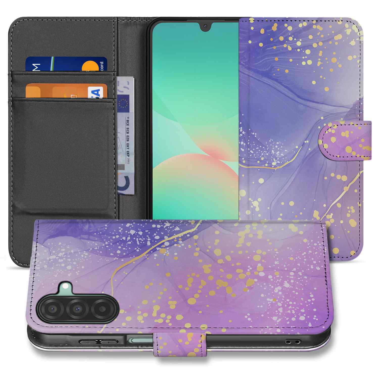Samsung Galaxy A26 Watercolor Paars Book Case watercolor paars book case voorkant