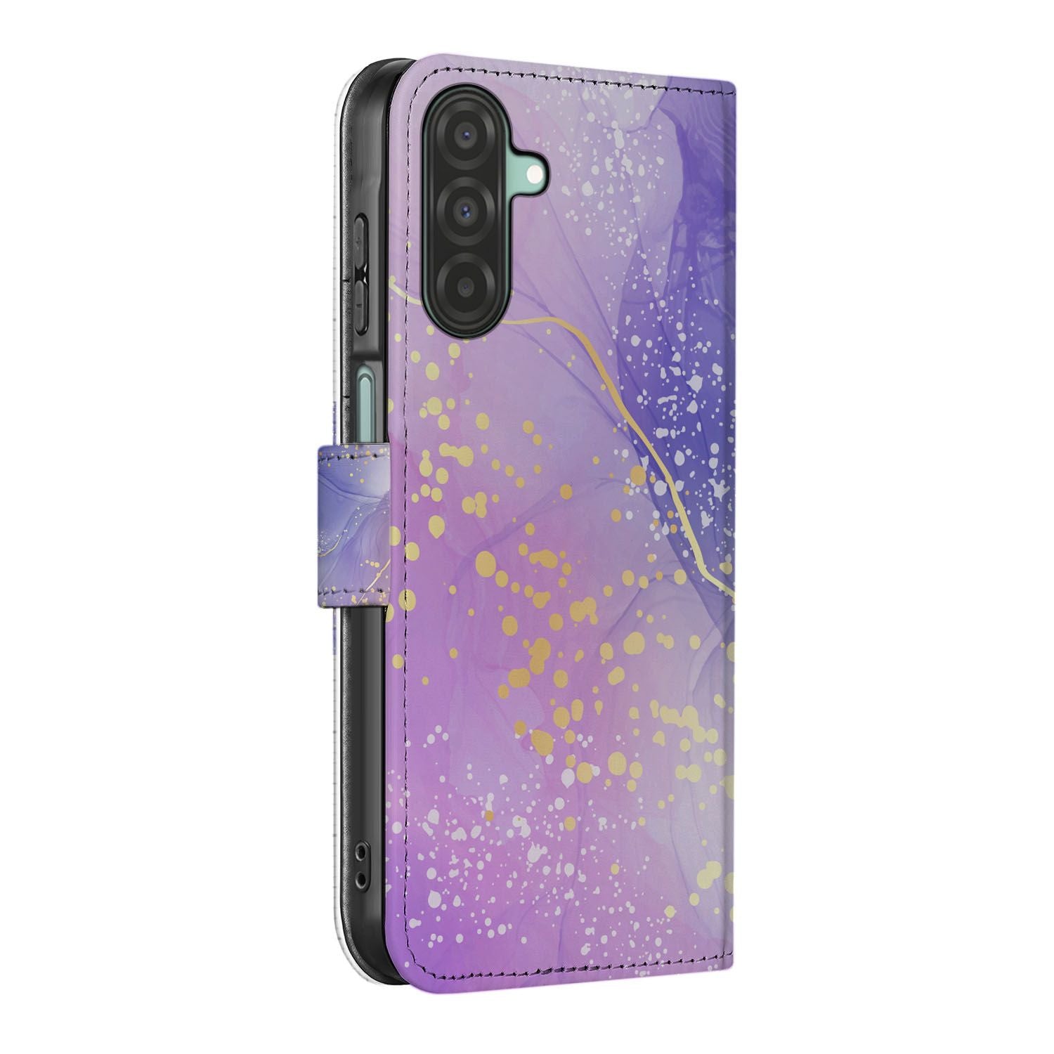 Samsung Galaxy A26 Watercolor Paars Book Case Watercolor Paars zijaanzicht