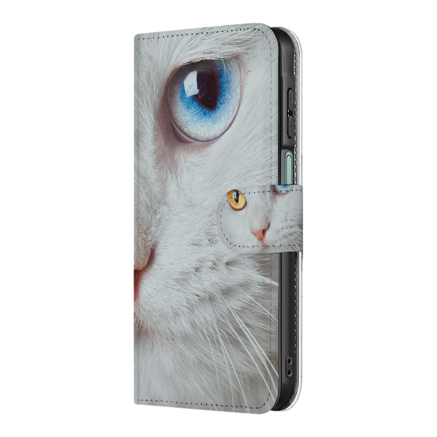 Samsung Galaxy A26 Witte Kat Book Case witte kat zijaanzicht
