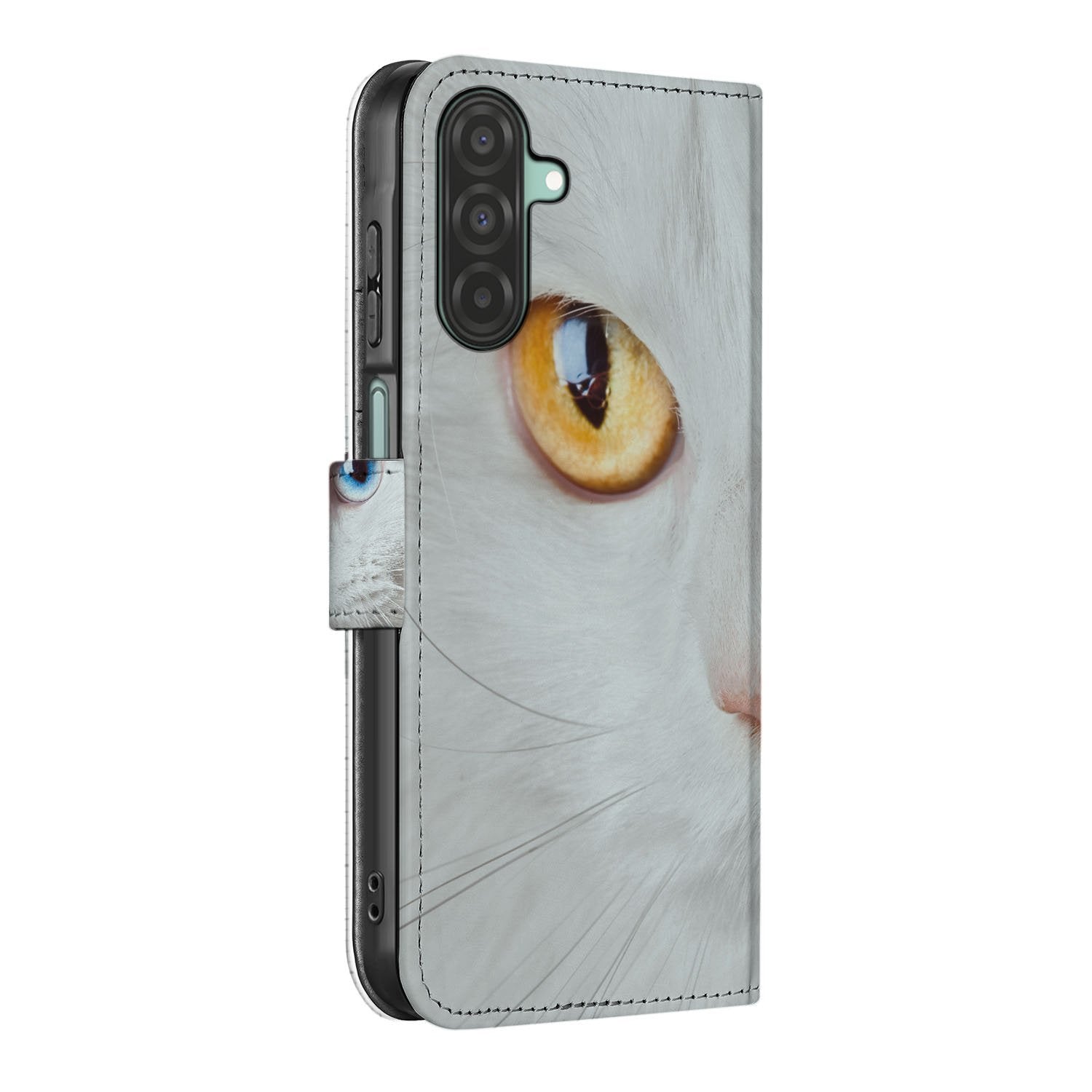 Samsung Galaxy A26 Witte Kat Book Case witte kat aanzicht