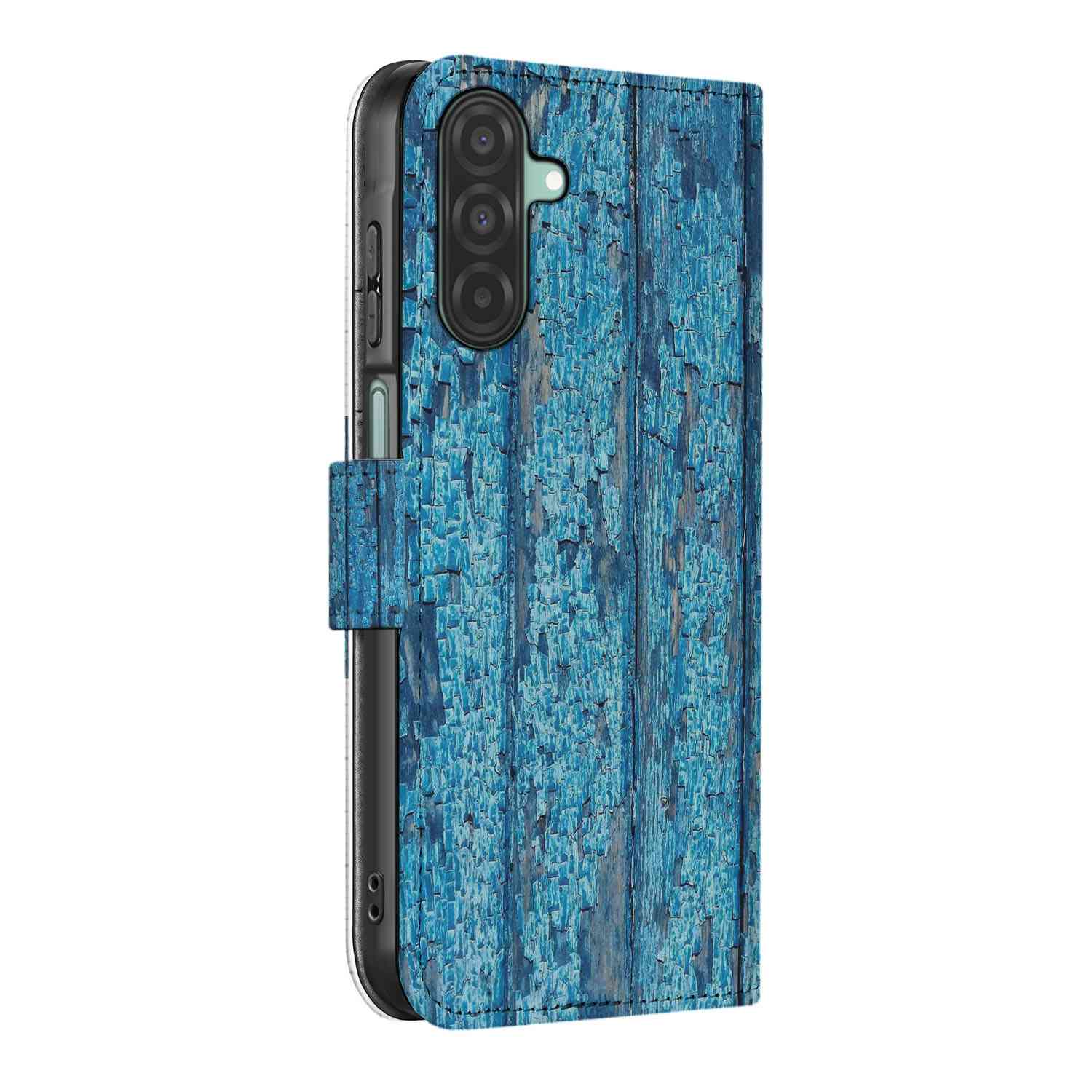 Samsung Galaxy A26 Wood Blue Book Case Wood Blue zijkant