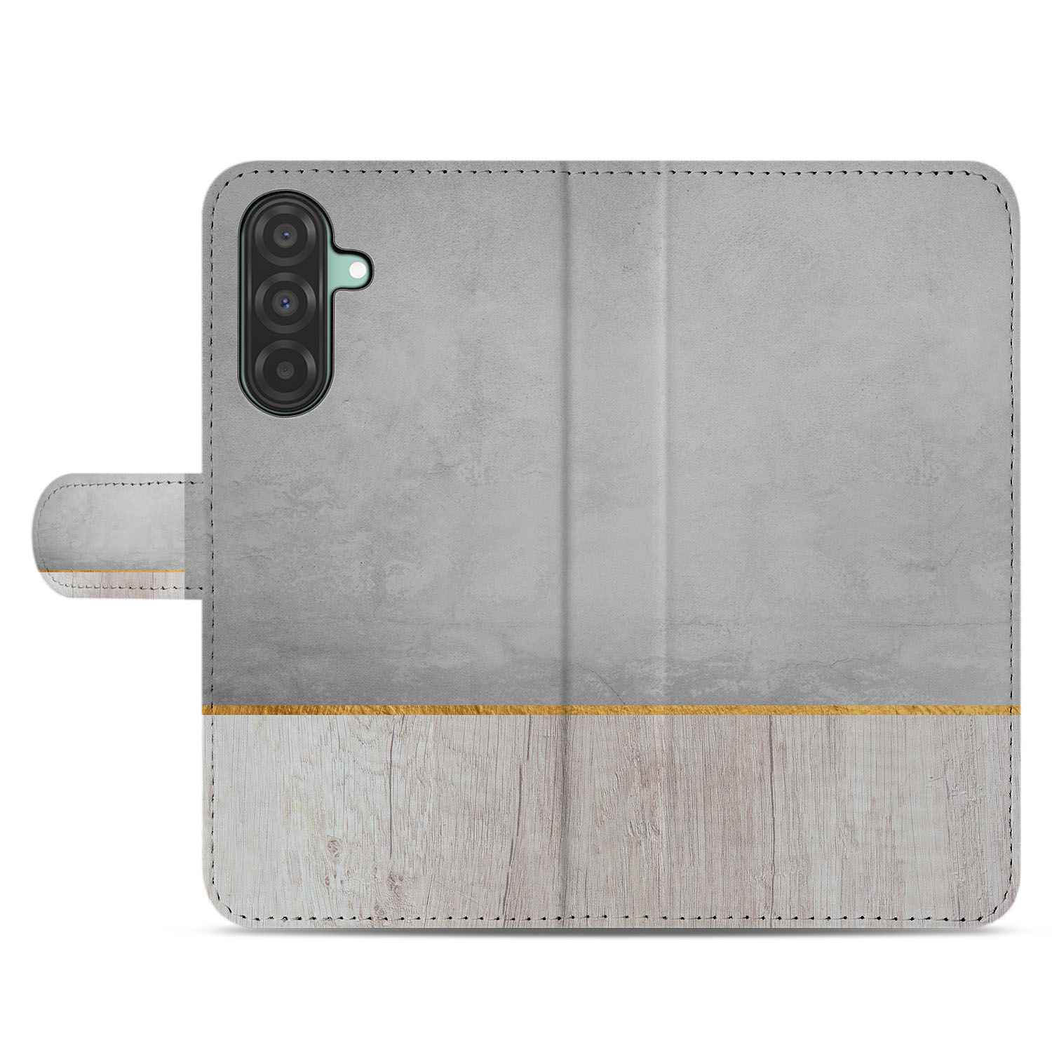 Samsung Galaxy A26 Wood Concrete Book Case boek case hout beton achterkant