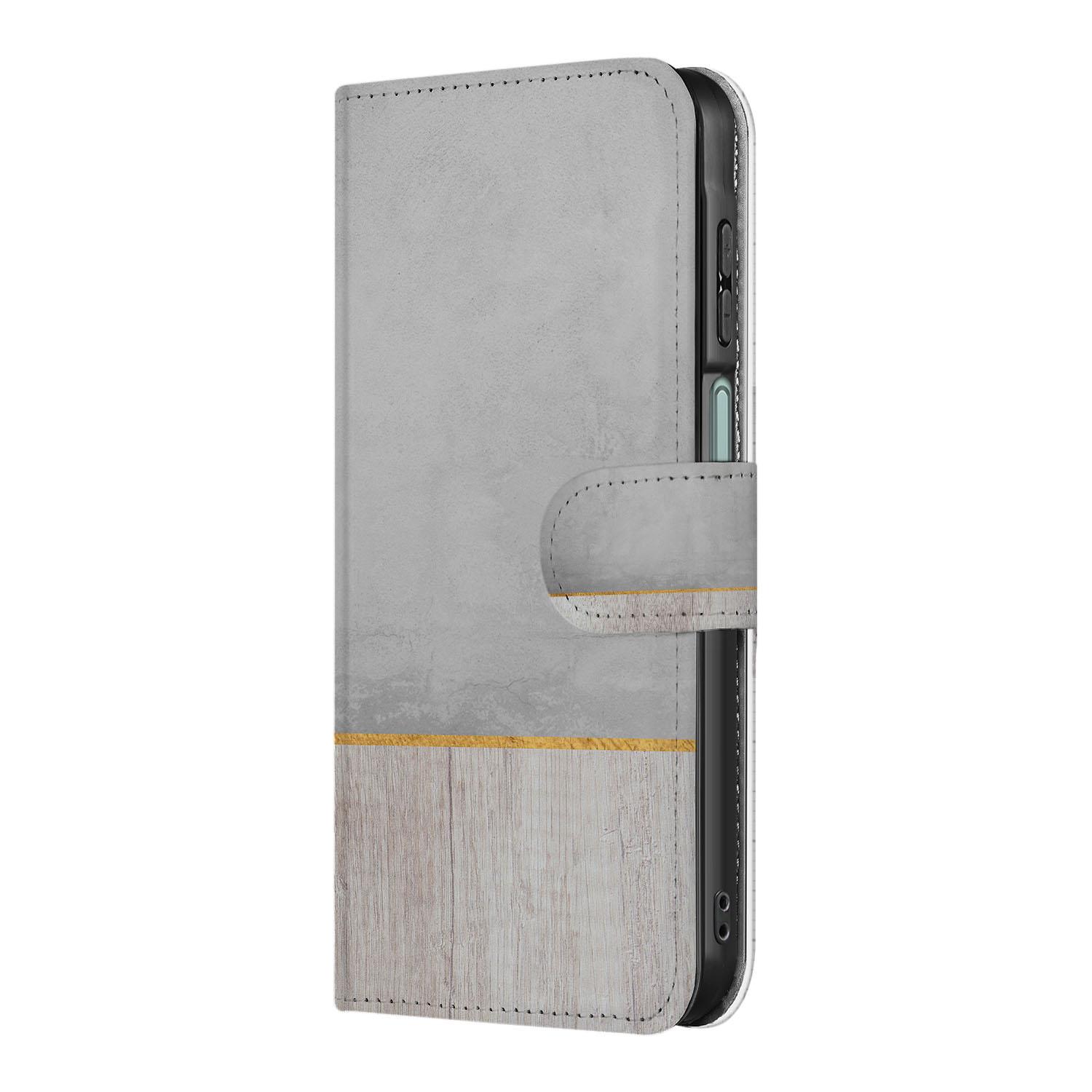 Samsung Galaxy A26 Wood Concrete Book Case book case wood concrete zijkant