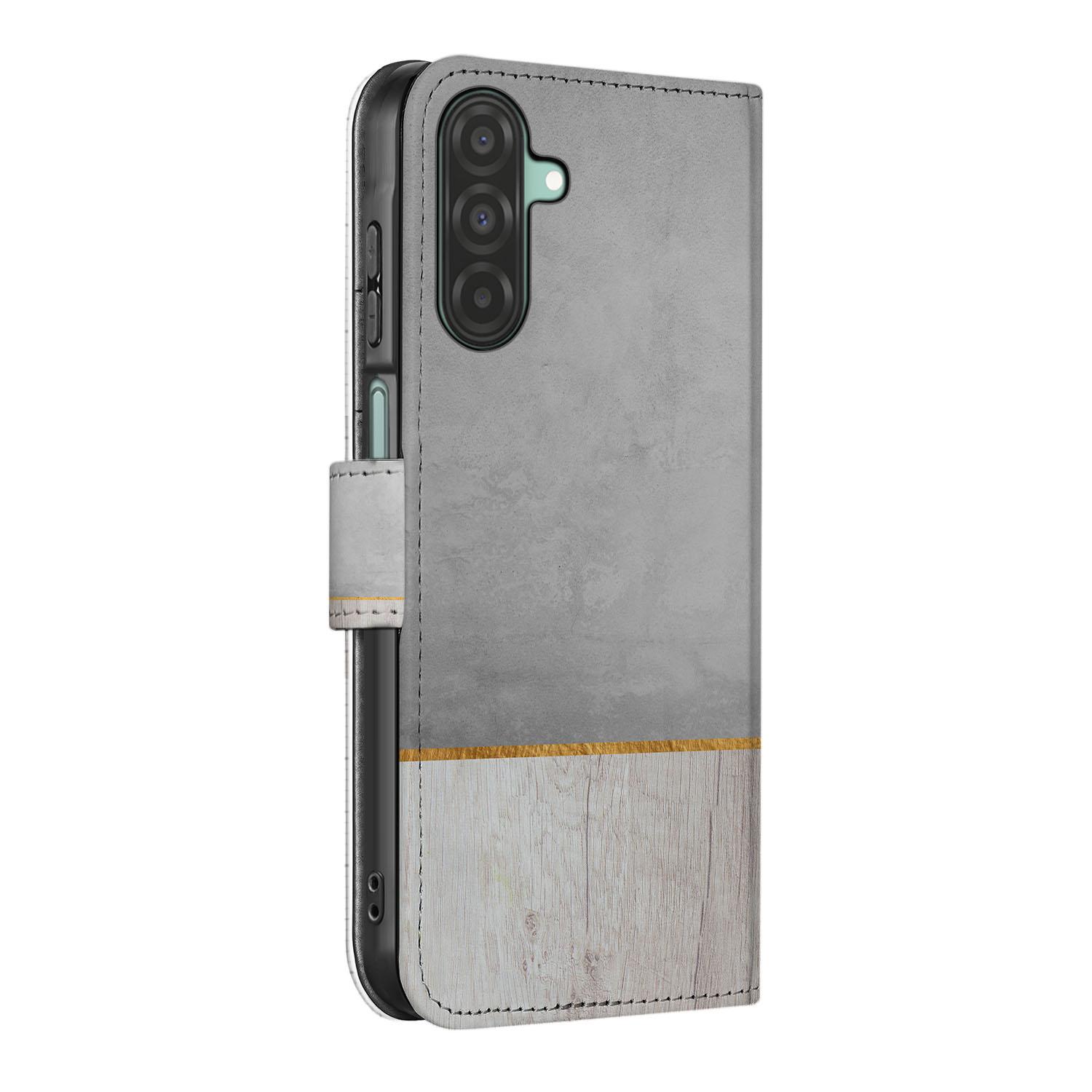 Samsung Galaxy A26 Wood Concrete Book Case book case hout beton zijkant