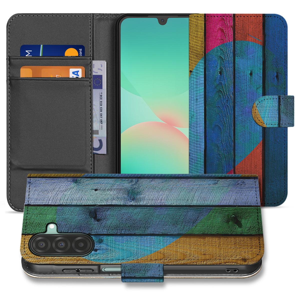 Samsung Galaxy A26 Wood Heart Book Case bookcase kleur hout hart aanzicht