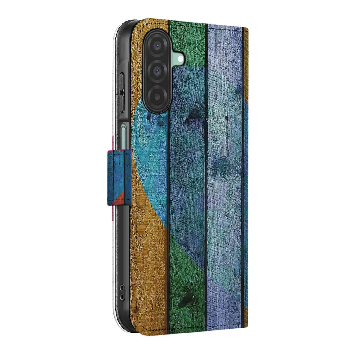 Samsung Galaxy A26 Wood Heart Book Case hoesje hout hart zijaanzicht