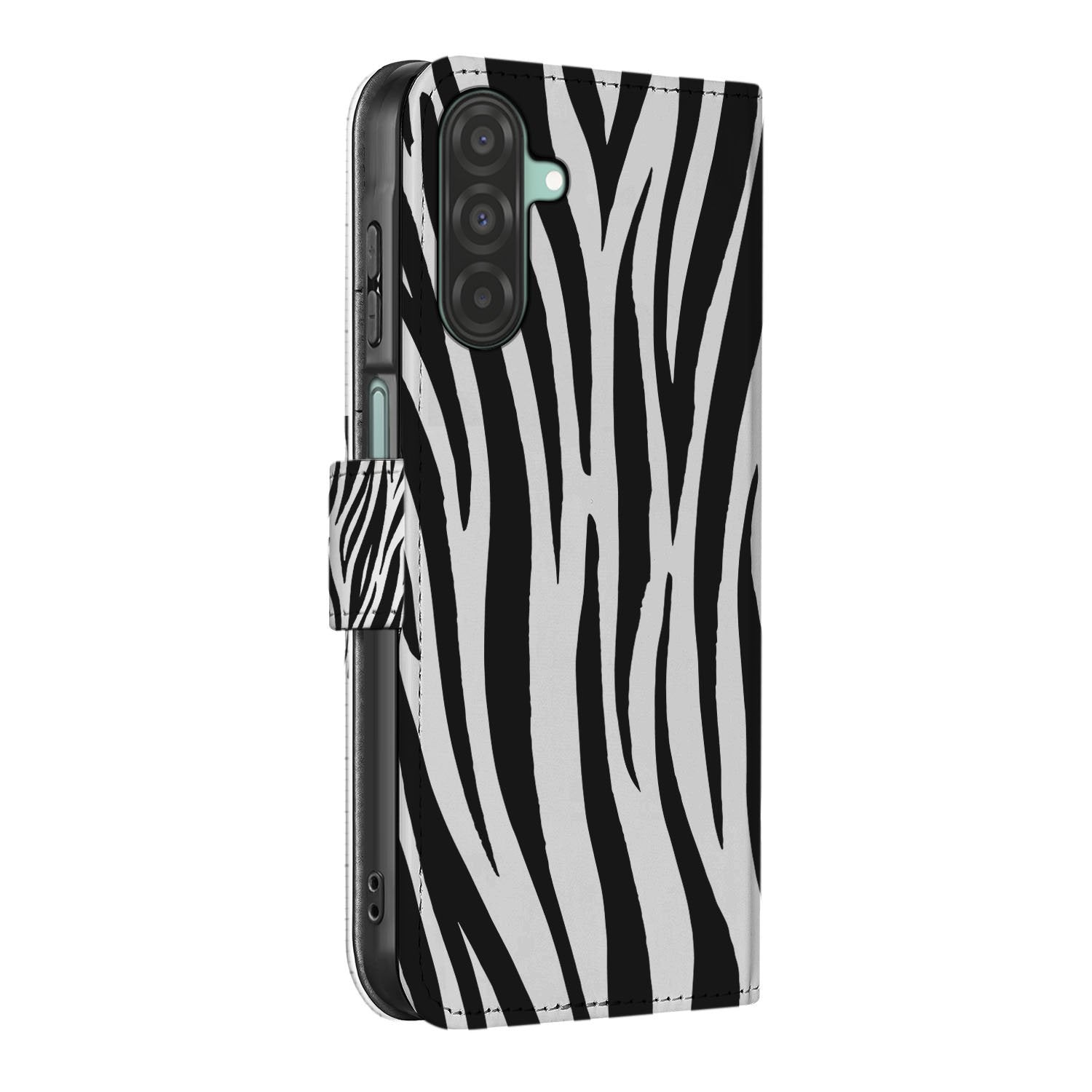 Samsung Galaxy A26 Zebra Book Case zebra design zij aanzicht