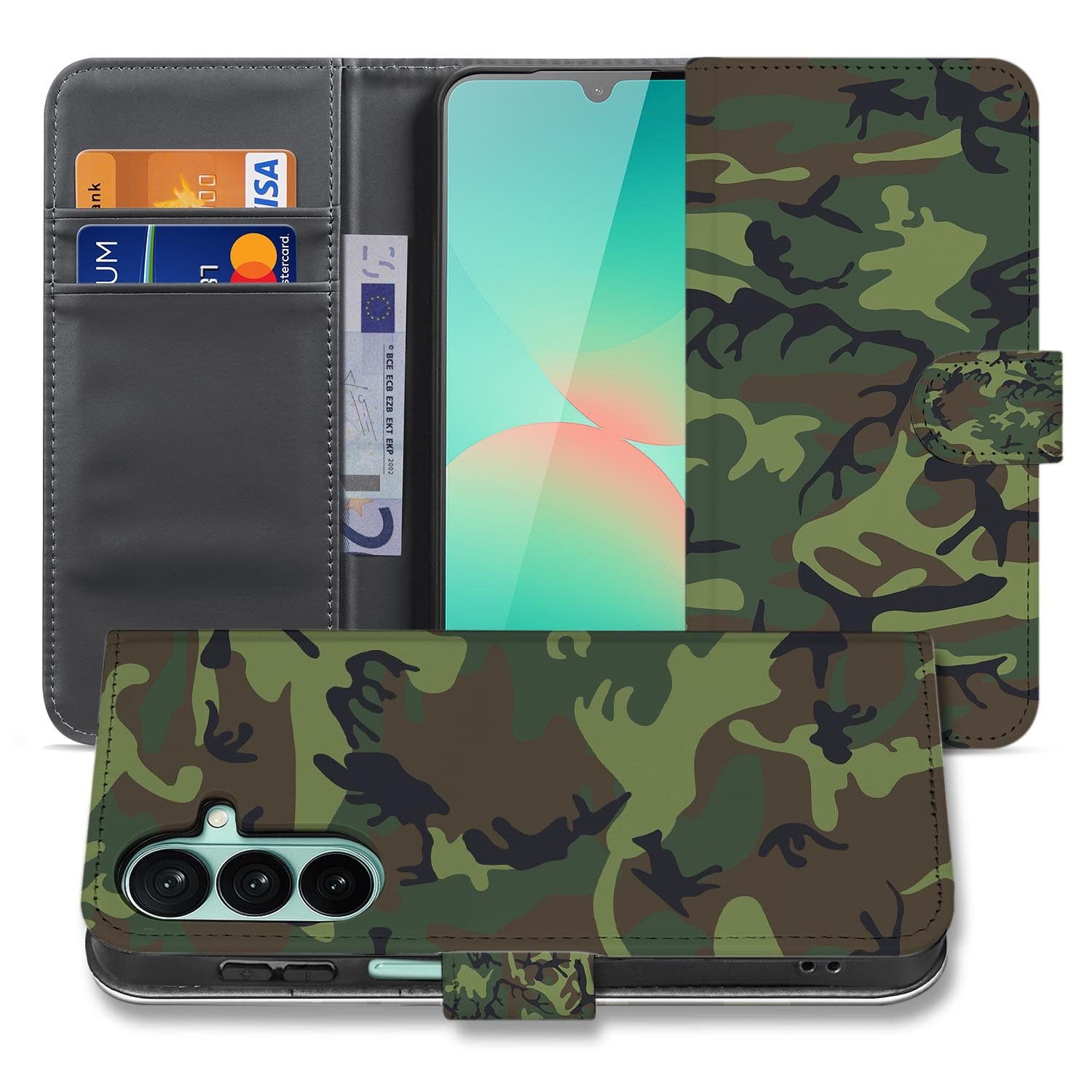 Samsung Galaxy A27 bookcase Army Dark, voorkant met gesloten klep