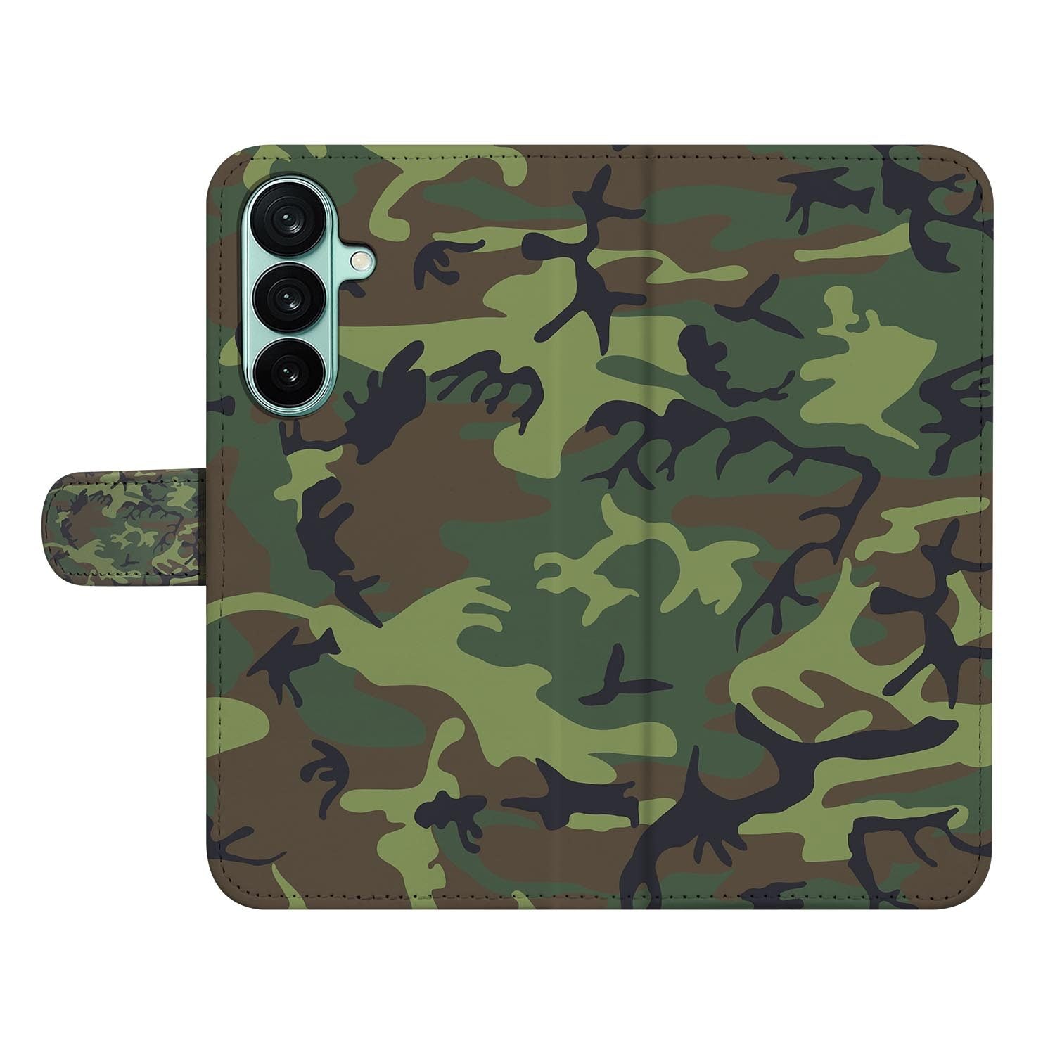 Samsung Galaxy A27 bookcase Army Dark, open met pasjesvakken