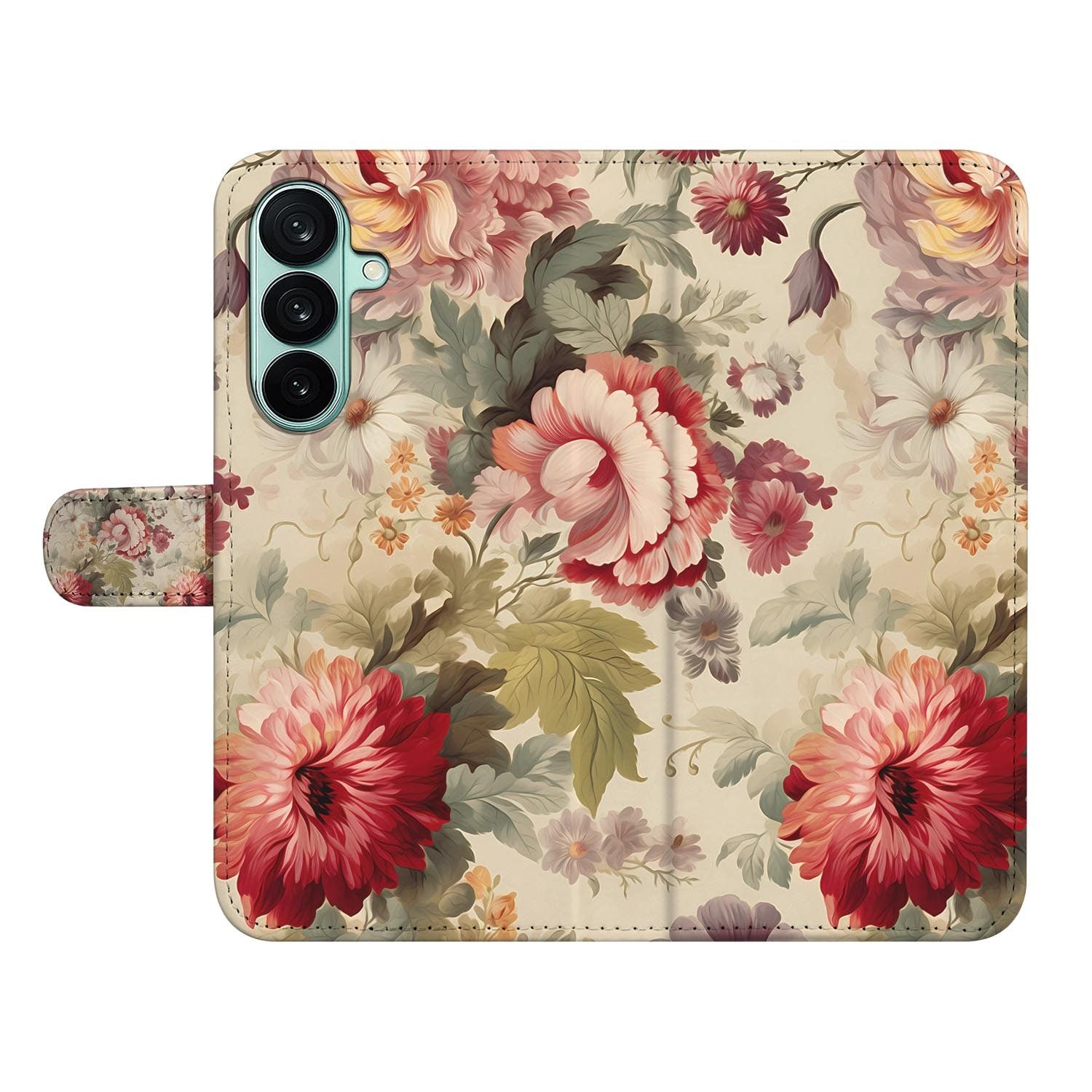 Samsung Galaxy A27 bookcase Bloemen, open met pasjesvakken
