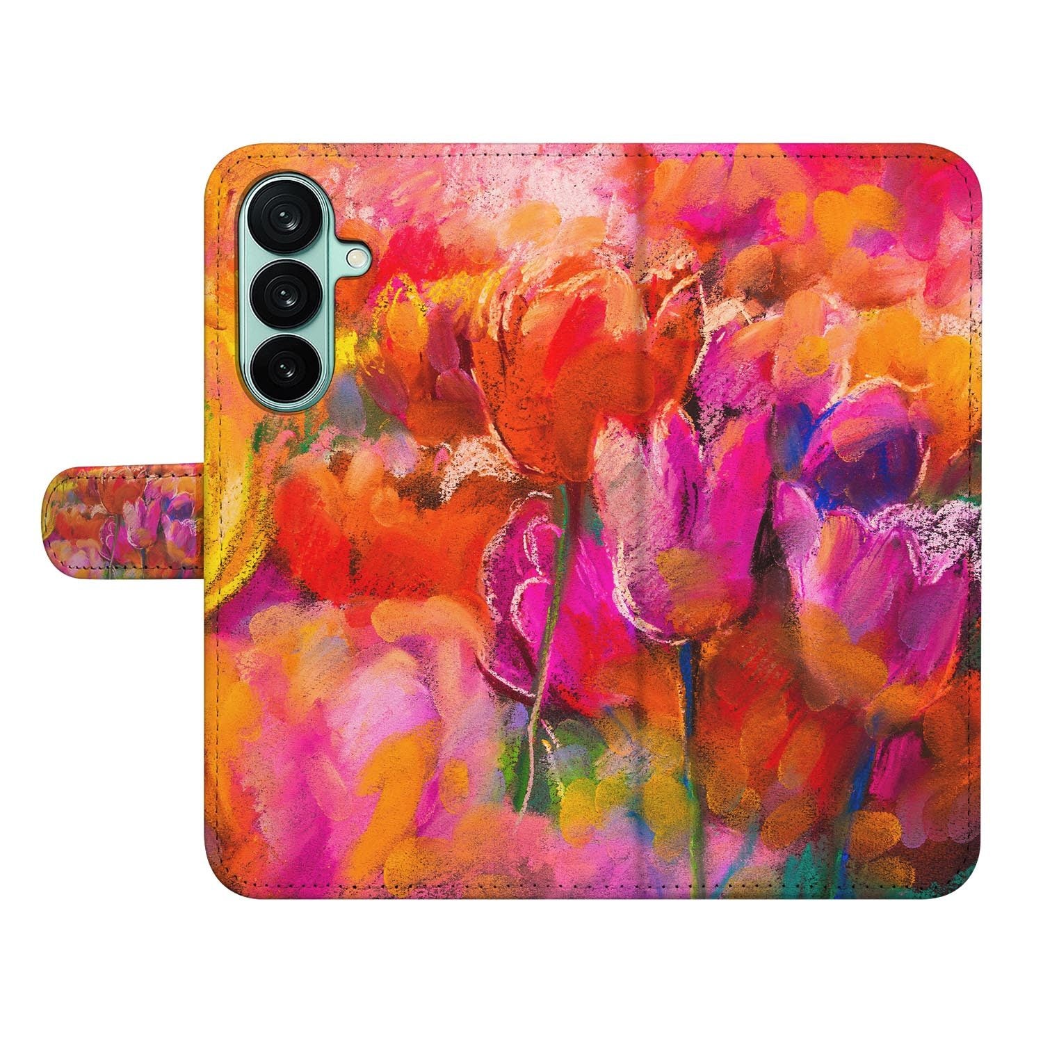Samsung Galaxy A27 bookcase Tulips, open met pasjesvakken