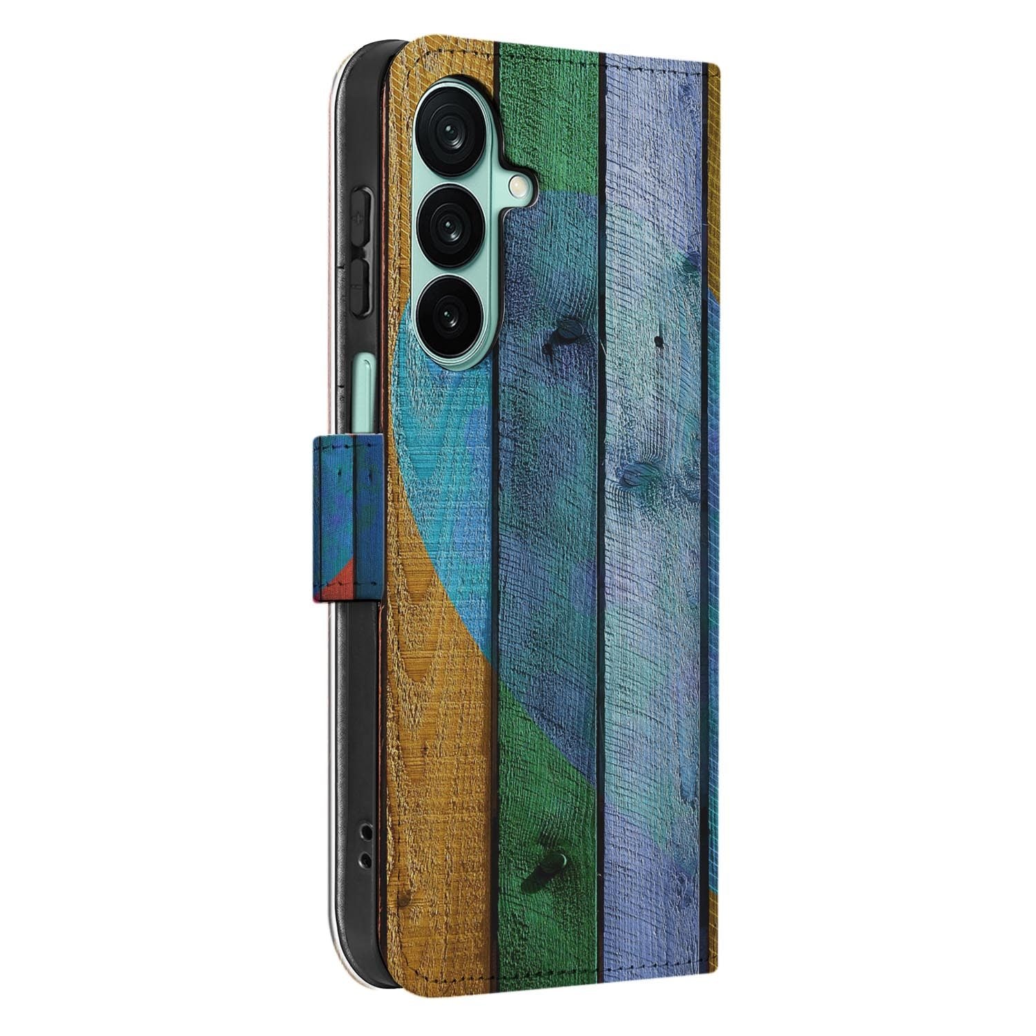 Samsung Galaxy A27 bookcase Wood Heart, detail van het stiksel