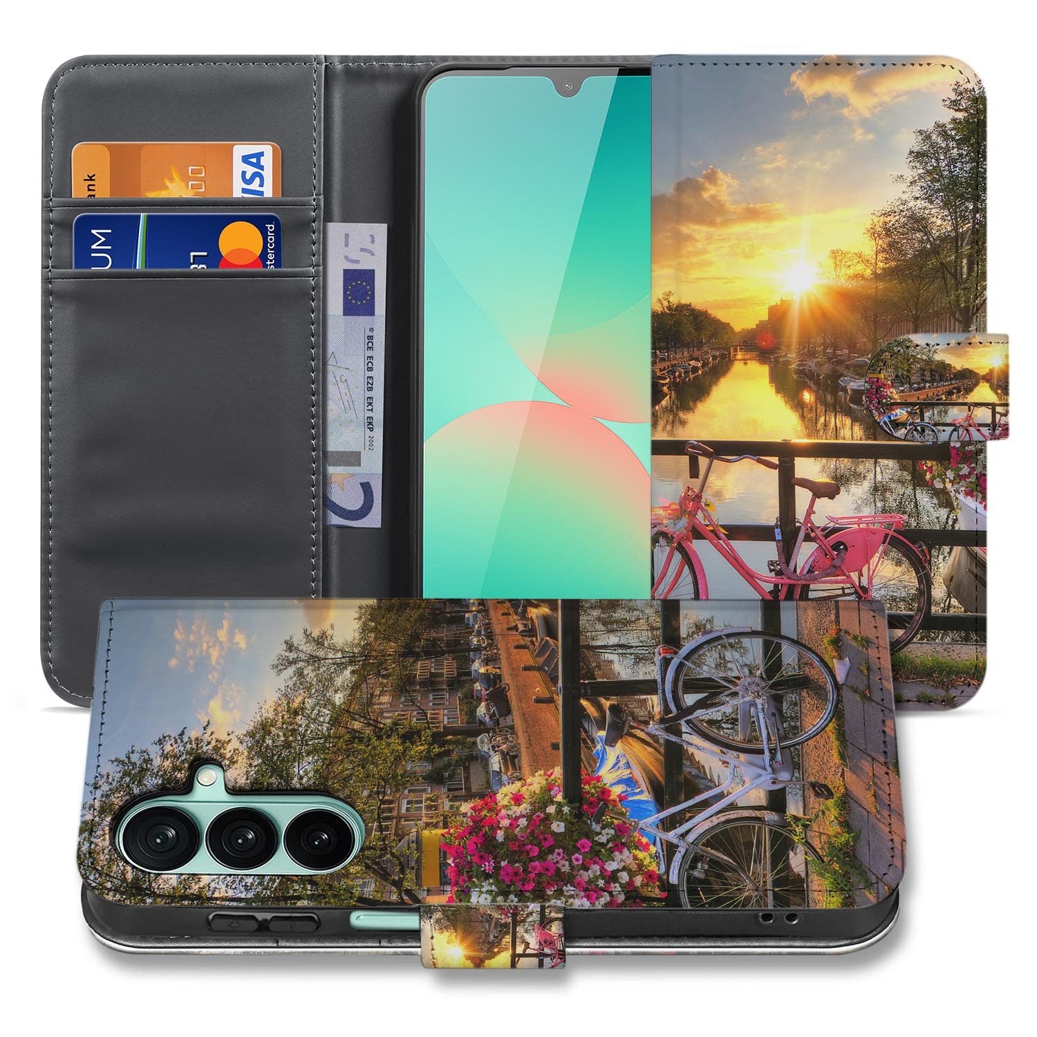 Samsung Galaxy A27 bookcase Amsterdamse Grachten, voorkant met gesloten klep