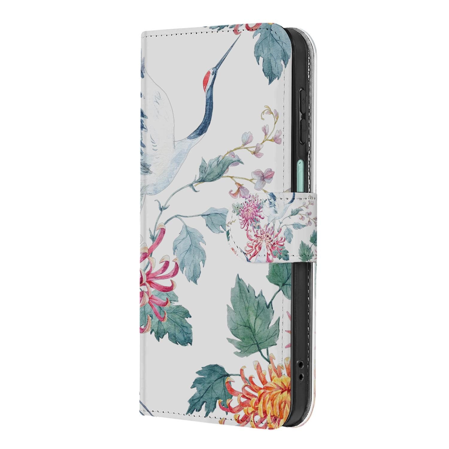 Samsung Galaxy A27 bookcase Bird Flowers, achterkant met camera-uitsparing