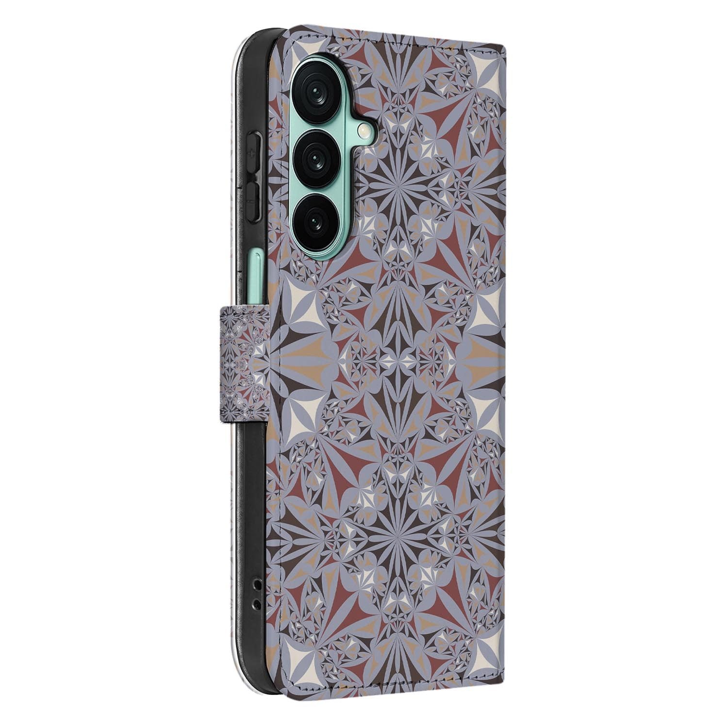 Samsung Galaxy A27 bookcase Flower Tiles, detail van het stiksel