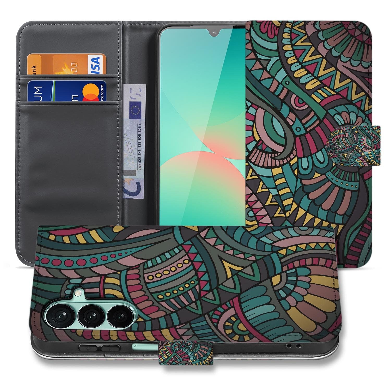 Samsung Galaxy A27 bookcase Aztec, voorkant met gesloten klep