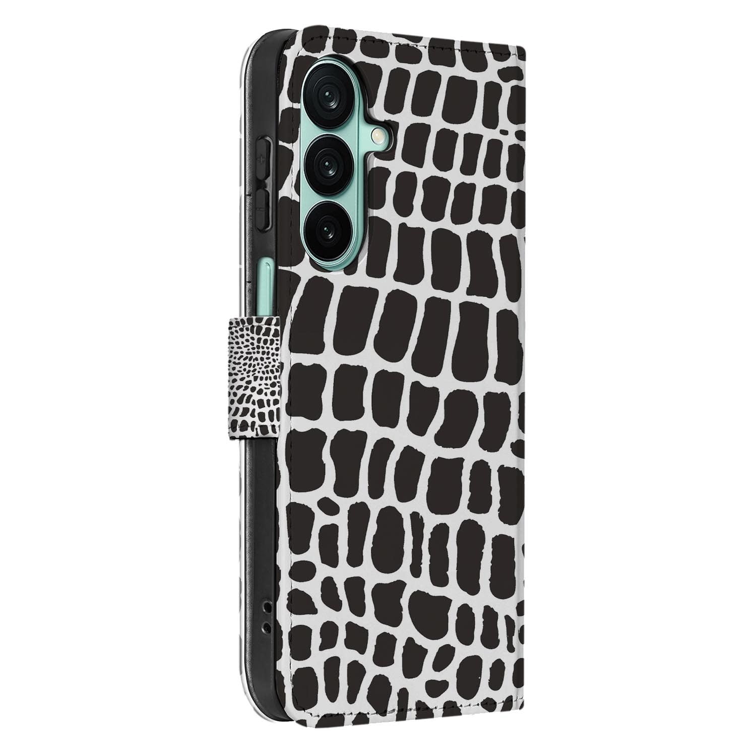 Samsung Galaxy A27 bookcase Slangenprint, detail van het stiksel