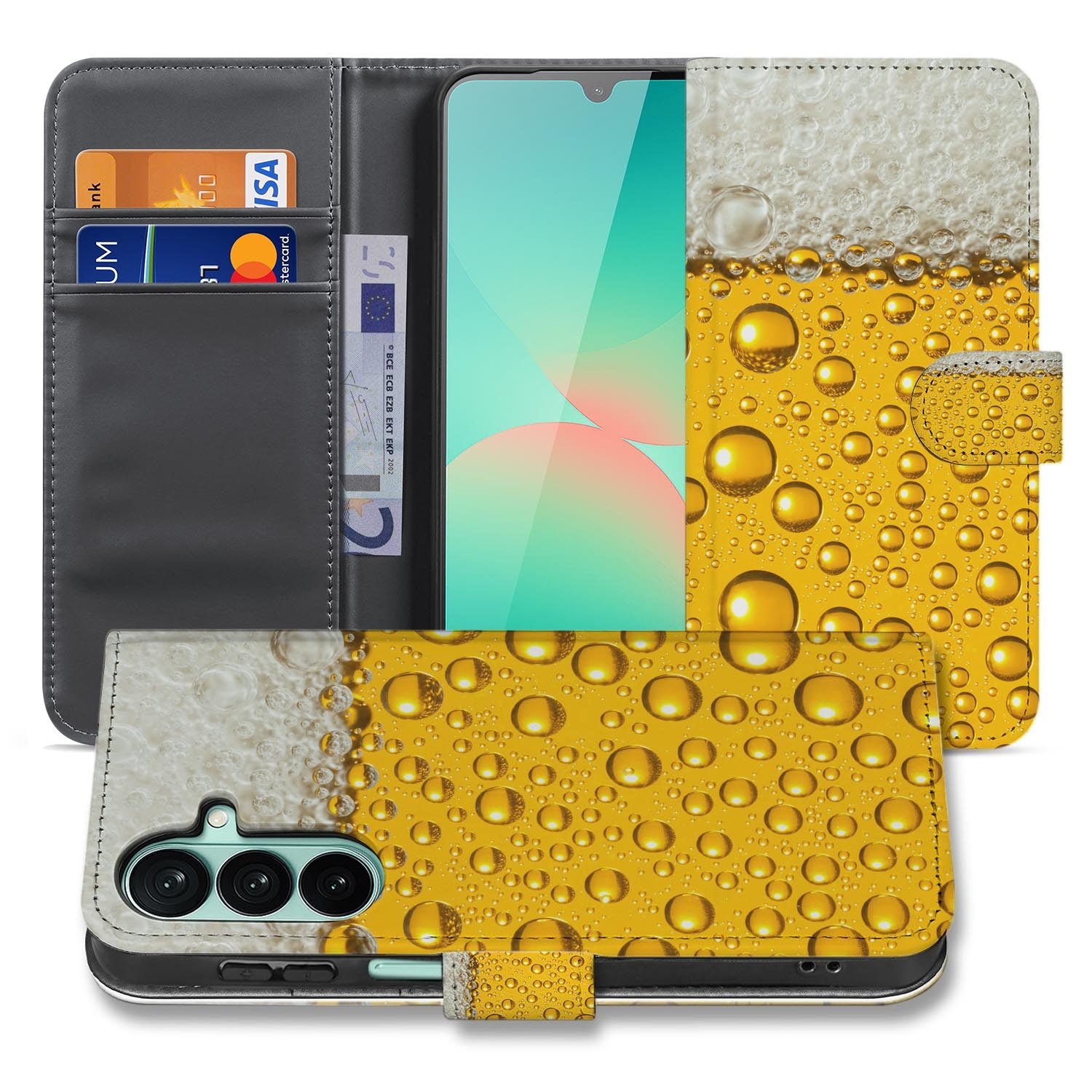 Samsung Galaxy A27 bookcase Bier, voorkant met gesloten klep
