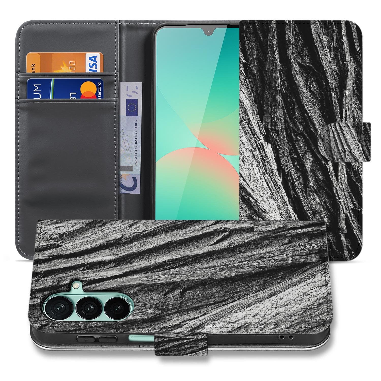 Samsung Galaxy A27 bookcase Boomschors, voorkant met gesloten klep