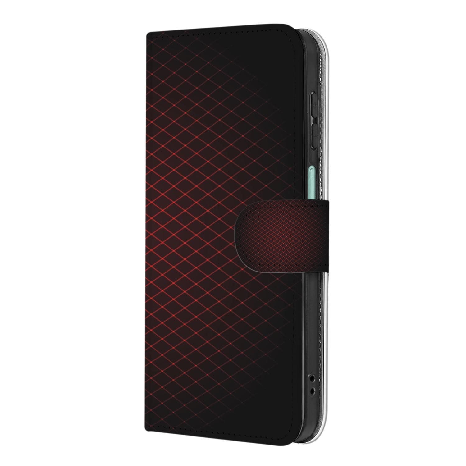 Samsung Galaxy A27 bookcase Geruit Rood, detail van het stiksel