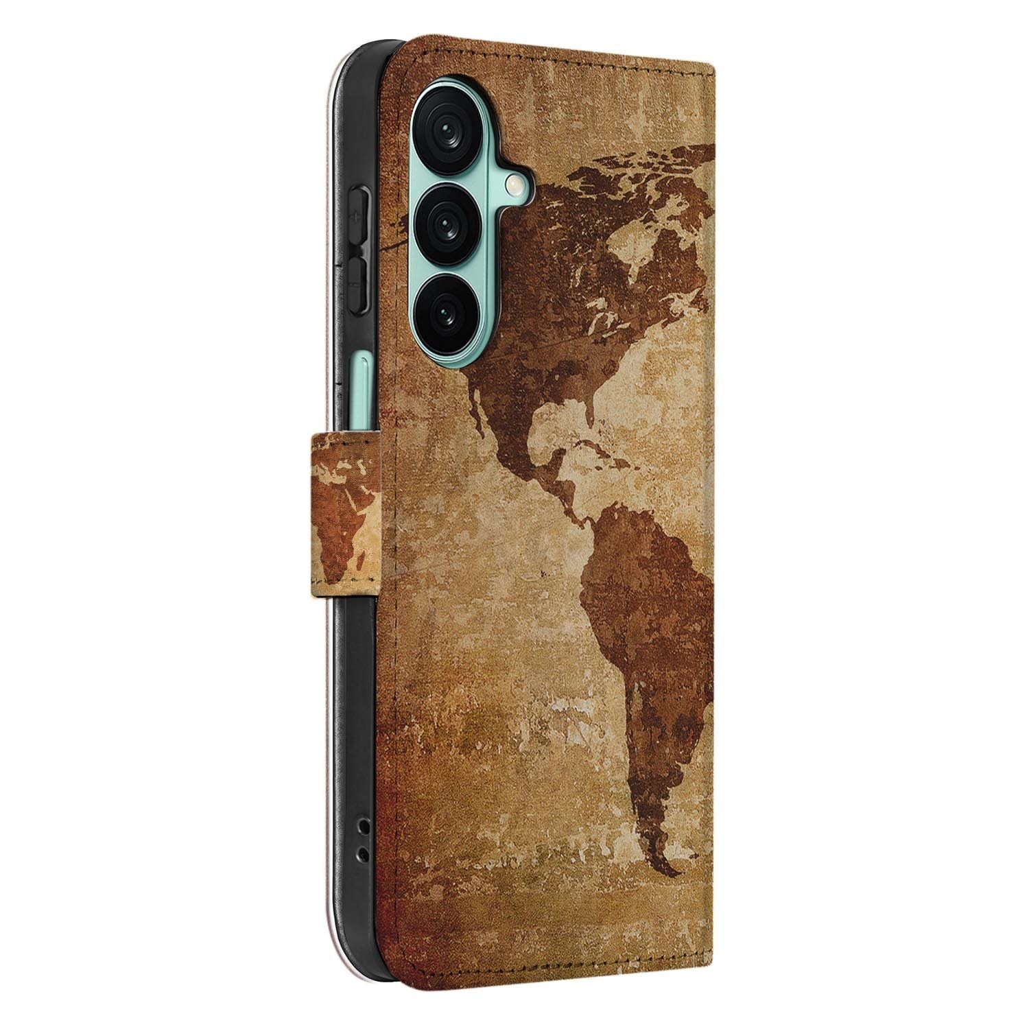 Samsung Galaxy A27 bookcase Wereldkaart, detail van het stiksel