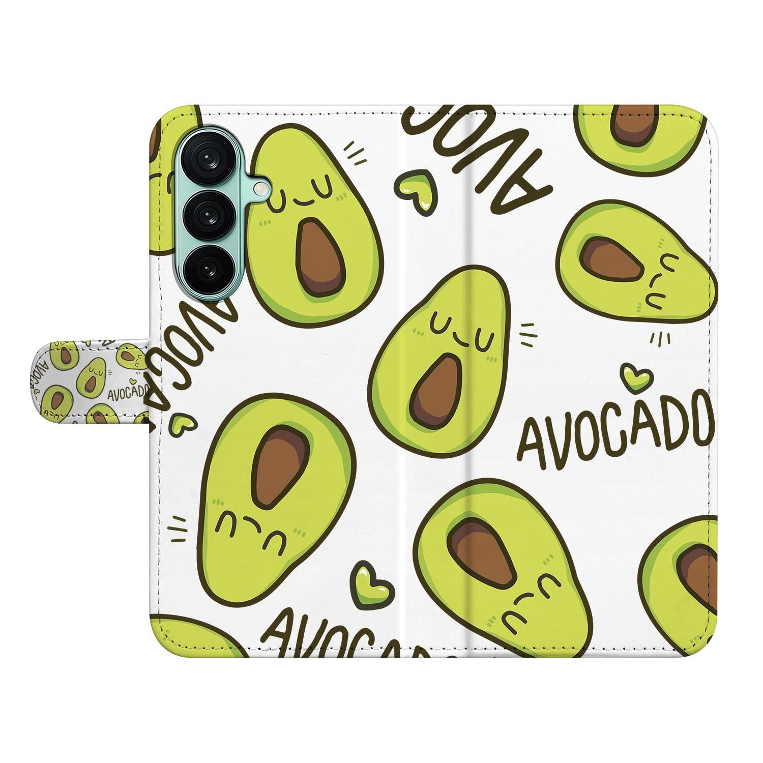 Samsung Galaxy A27 bookcase Avocado Singing, open met pasjesvakken