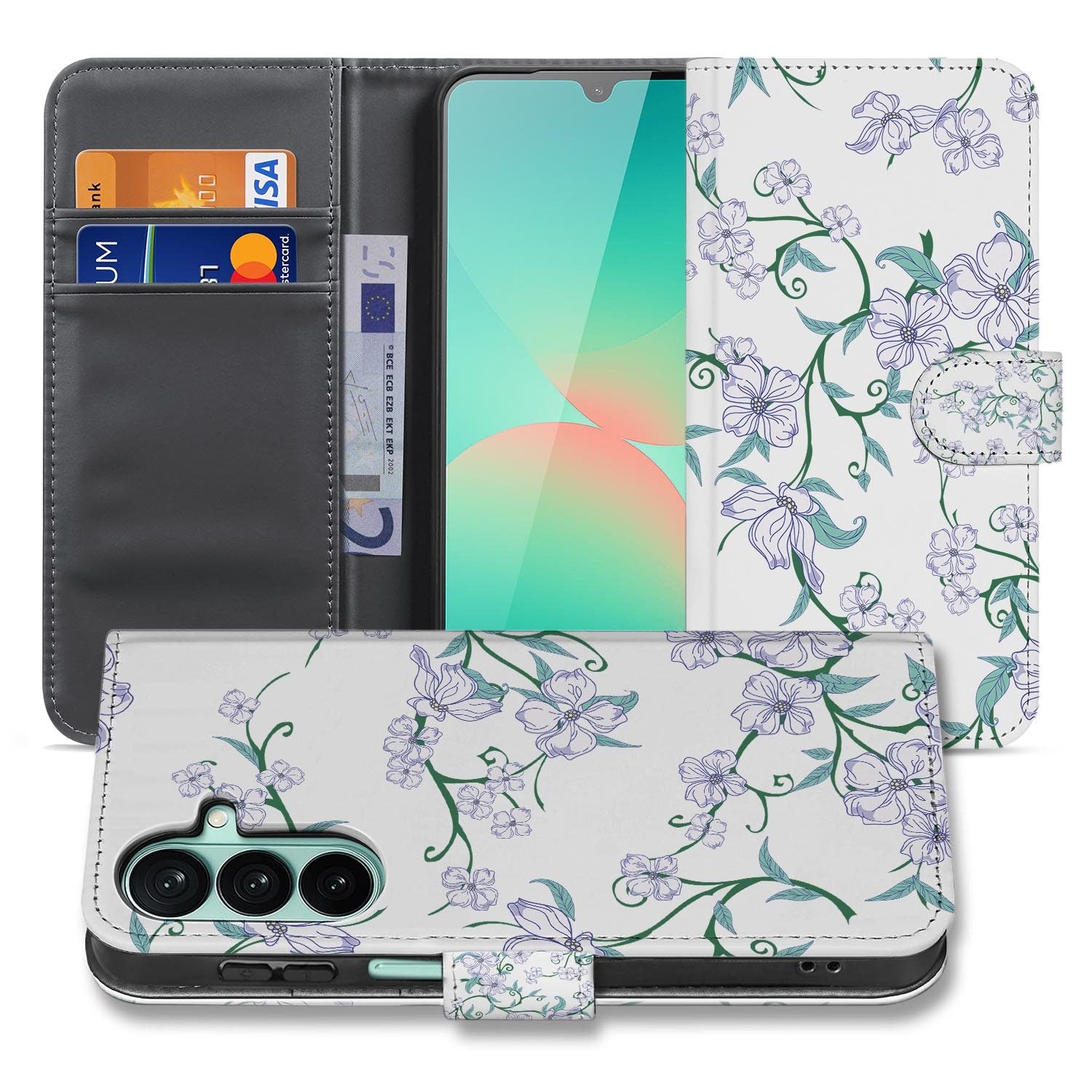 Samsung Galaxy A27 bookcase Blossom White, voorkant met gesloten klep