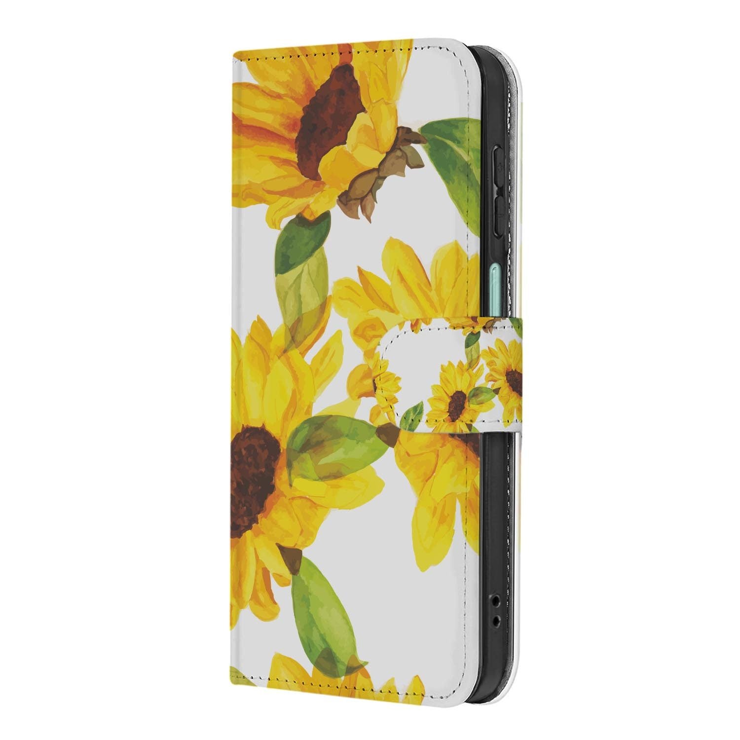 Samsung Galaxy A27 bookcase Zonnebloemen, achterkant met camera-uitsparing