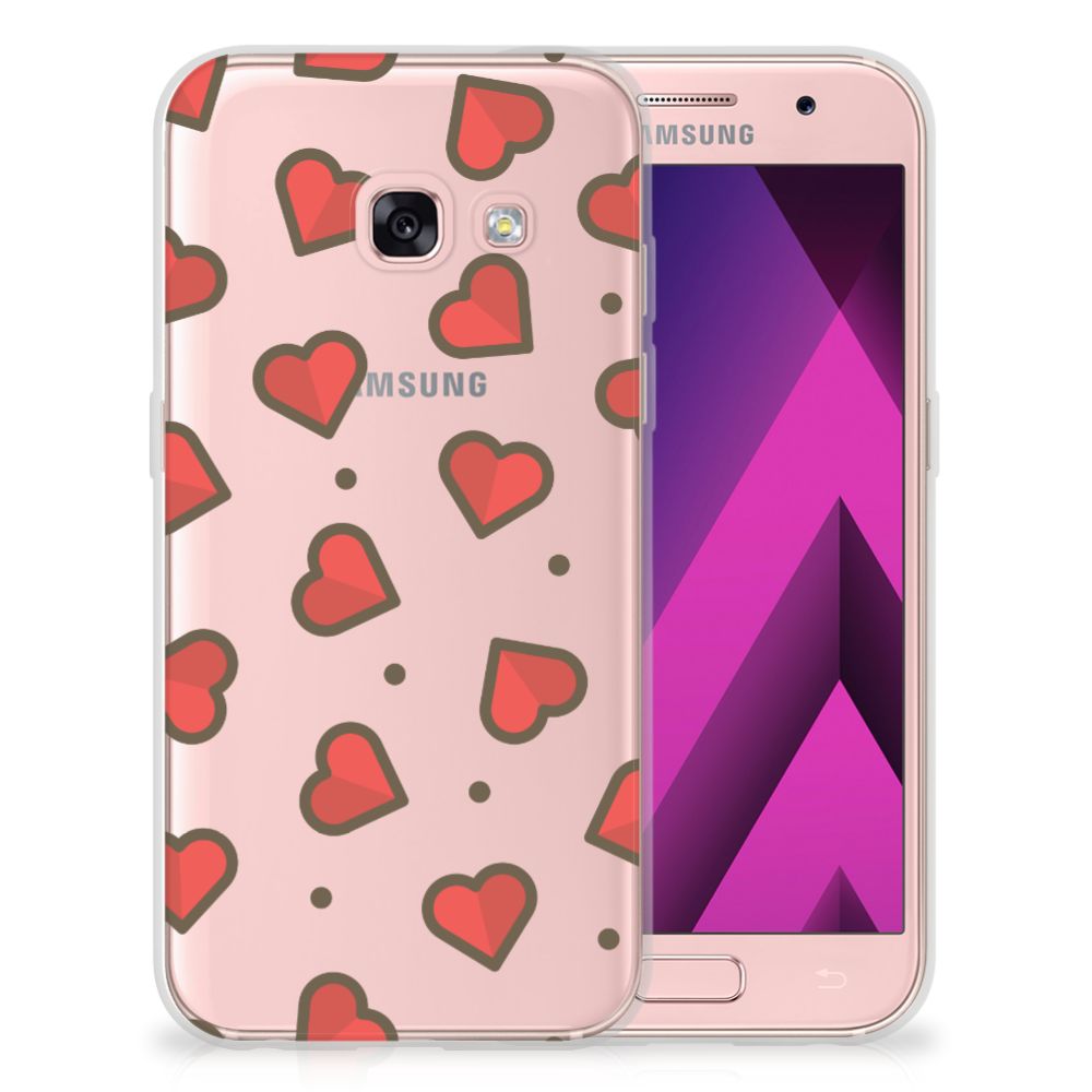 Samsung Galaxy A3 2017 TPU bumper Hearts achterzijde hartjes design