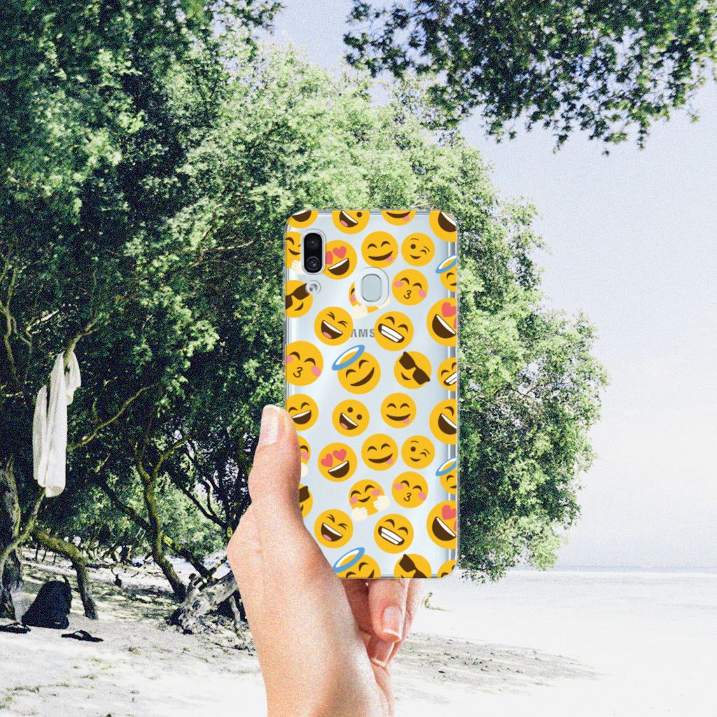 Samsung Galaxy A30 TPU bumper Emoji design hoesje voorkant
