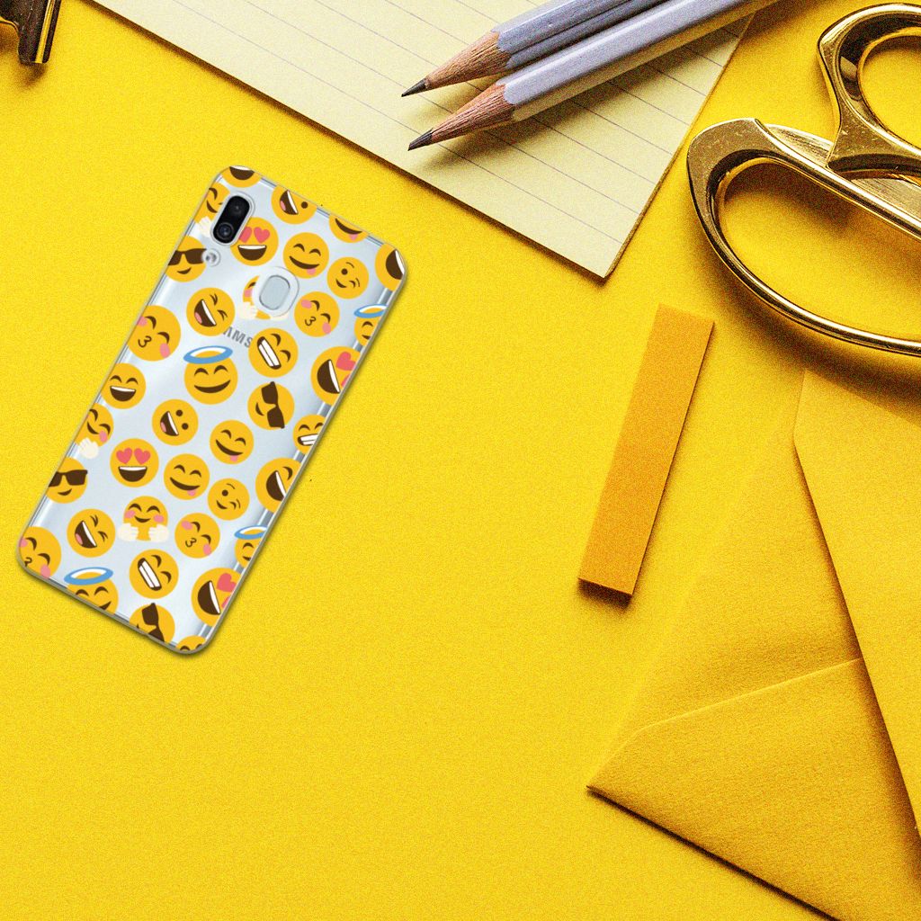 Samsung Galaxy A30 TPU bumper Emoji design hoesje achterkant