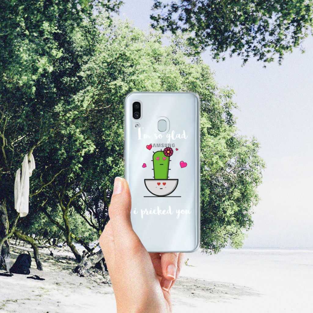 Samsung Galaxy A30 Telefoonhoesje met Naam Cactus Glad cactus design achteraanzicht