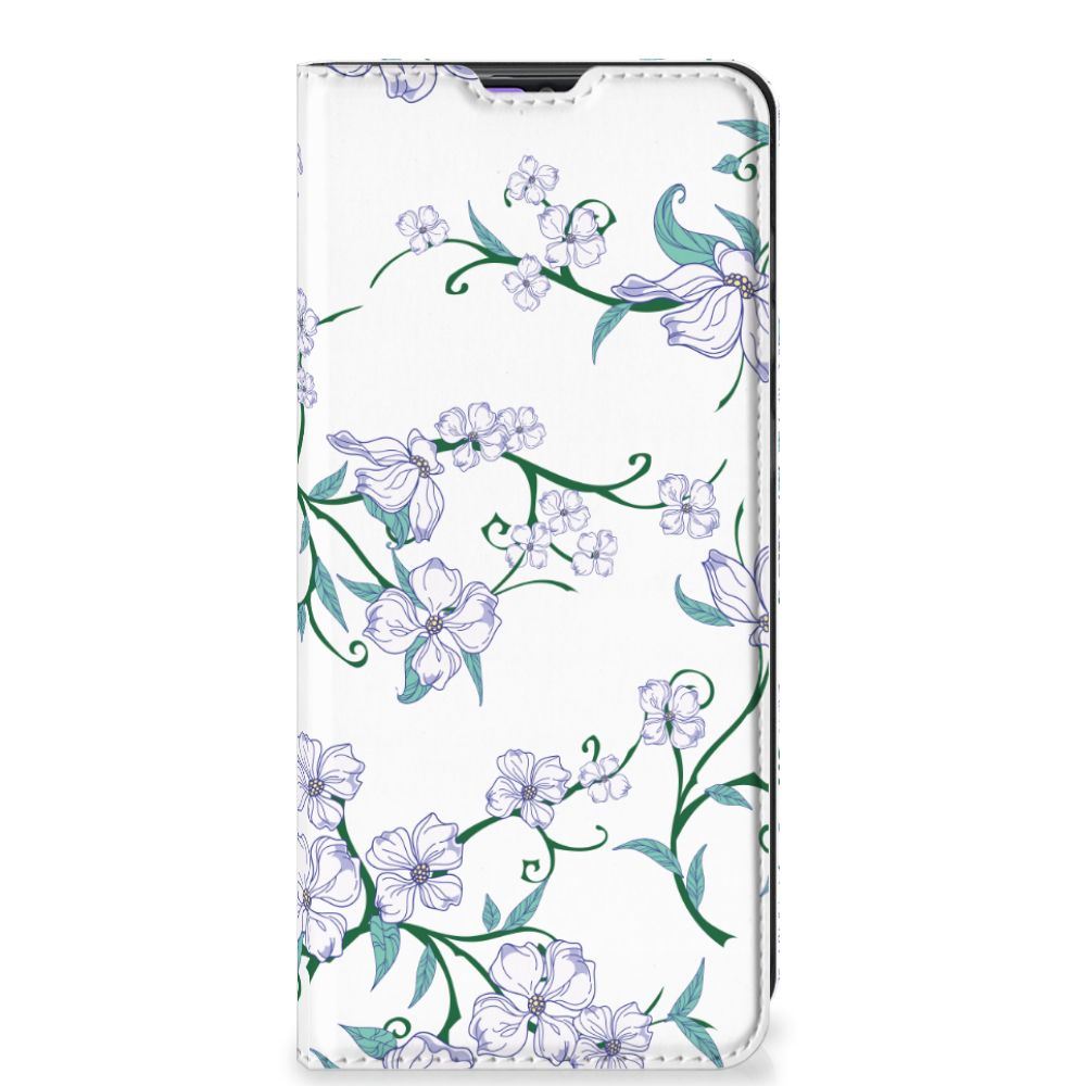 Samsung Galaxy A31 Uniek Smart Cover Blossom White telefoonhoesje bloemen ontwerp voorkant