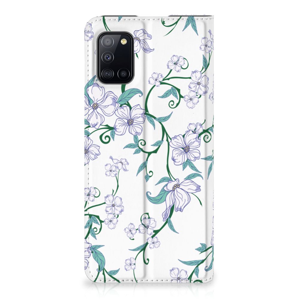 Samsung Galaxy A31 Uniek Smart Cover Blossom White bloemen design voorkant