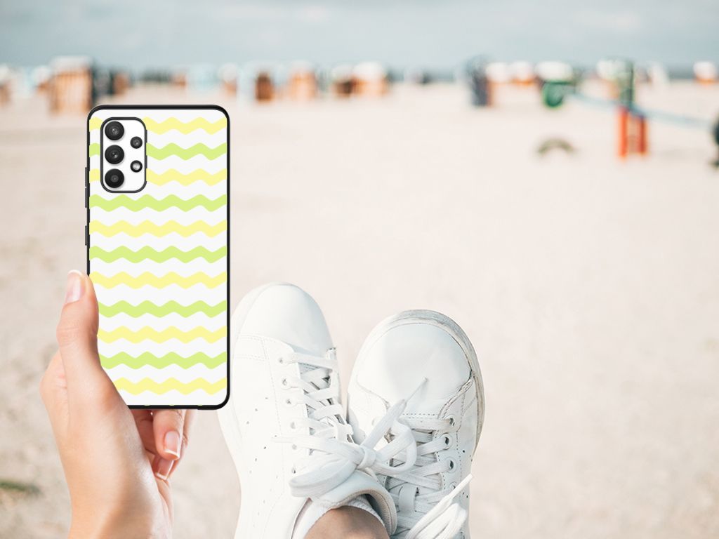 Samsung Galaxy A32 4G | A32 5G Enterprise Editie Back Case Waves Yellow ontwerp voorkant strand